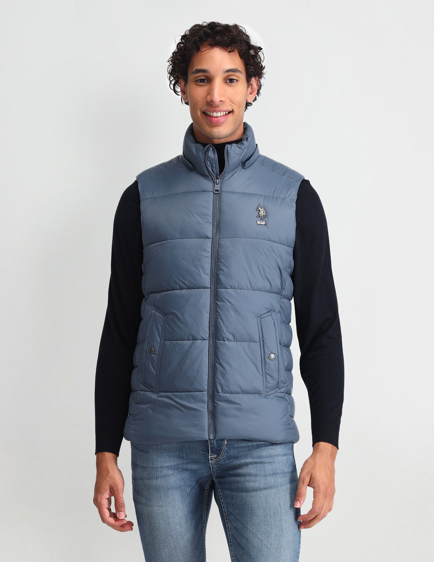 Detachable Hood Padded Jacket Metalic Blue - U.S. POLO ASSN. | Large