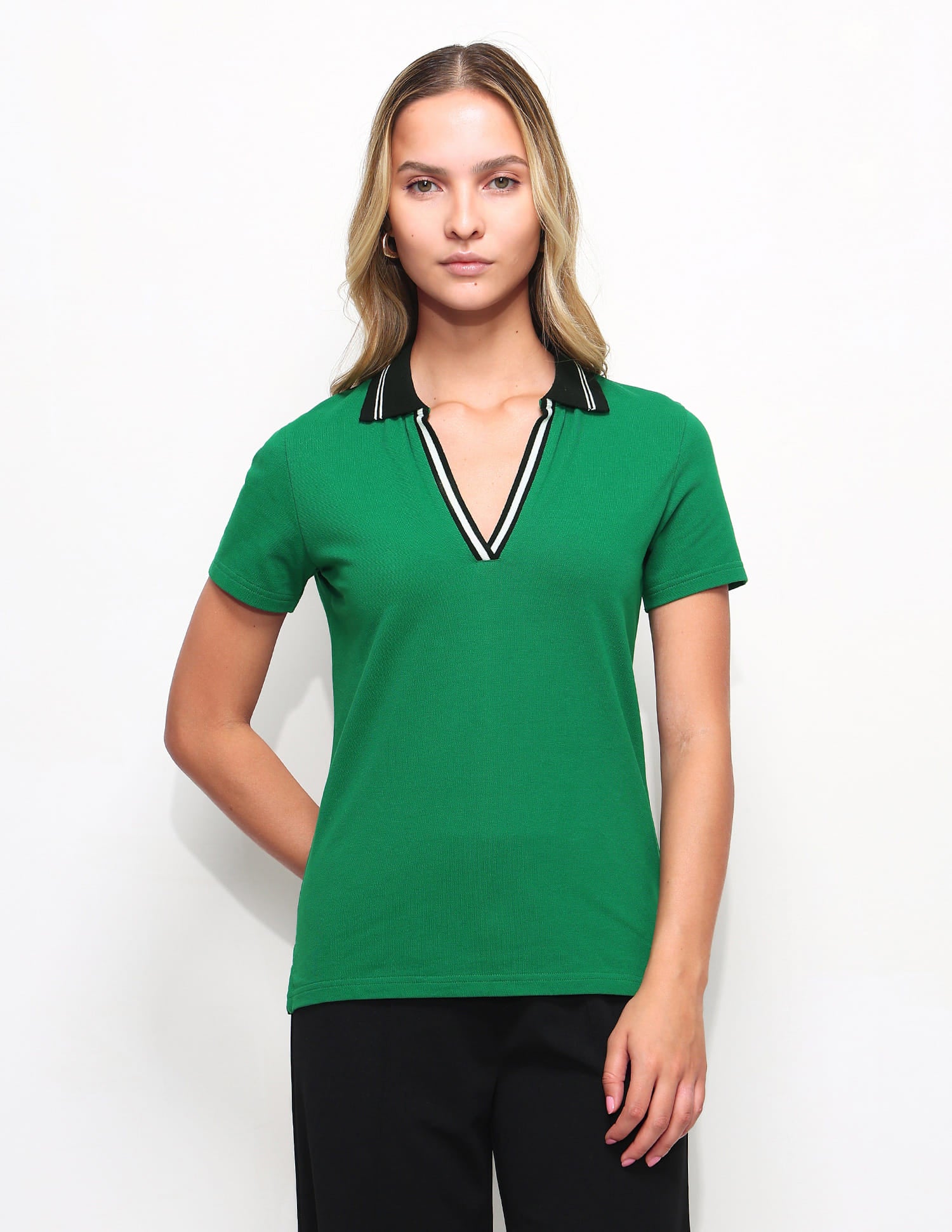 Regular Fit Contrast Collar Polo Shirt Green - U.S. Polo Assn. India | Large