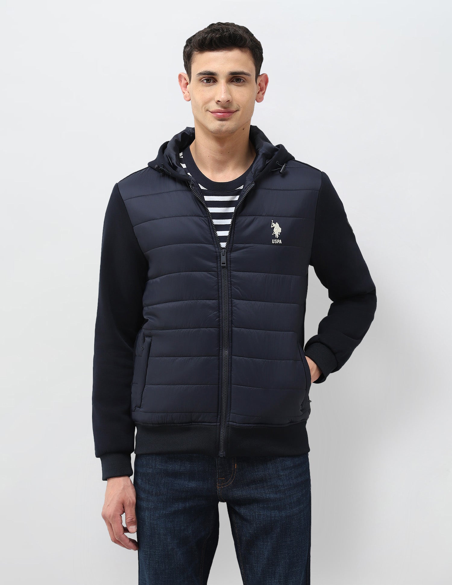 Solid Hooded Puffer Jacket Navy - U.S. POLO ASSN. | Large