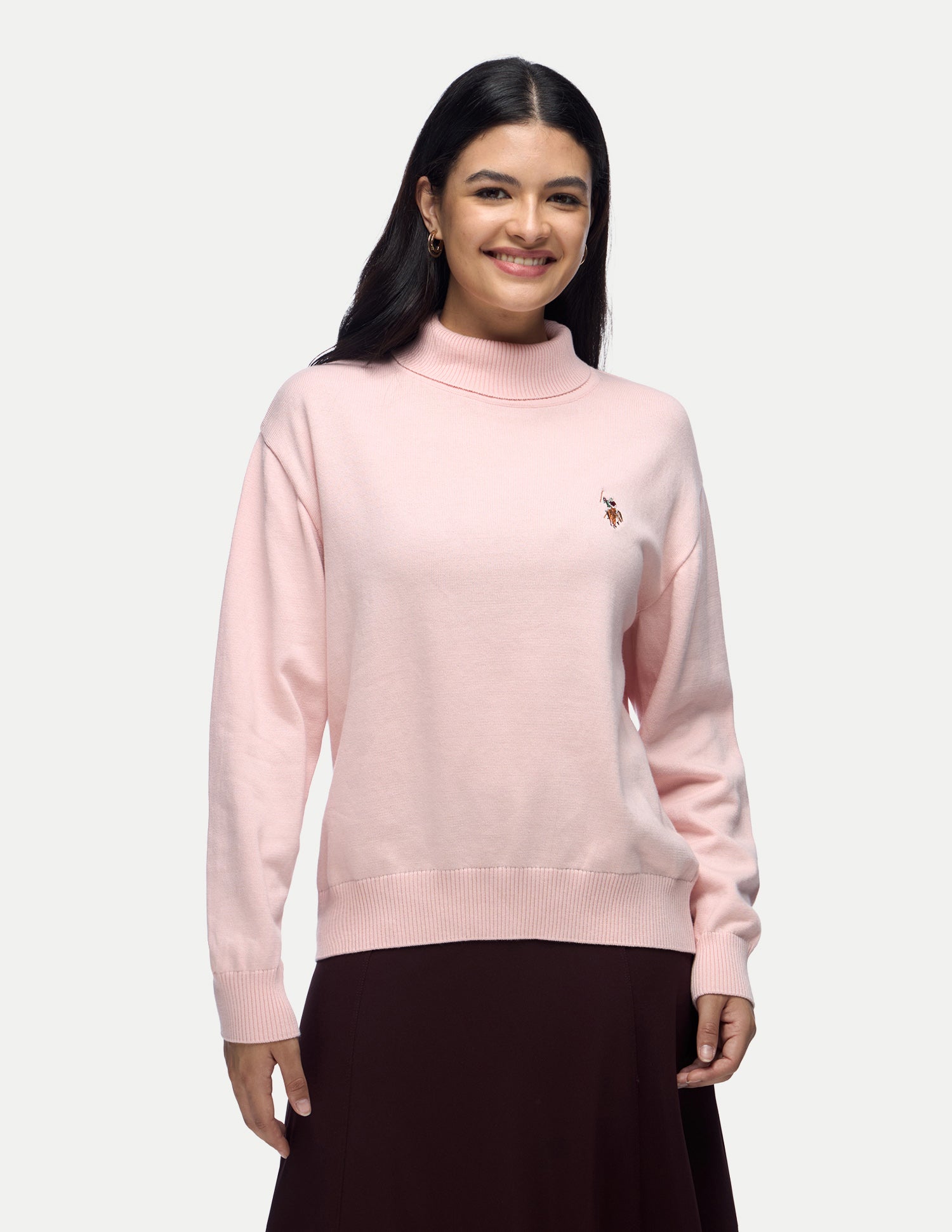 Solid Regular Fit Sweater Light Pink - U.S. Polo Assn. India | Large
