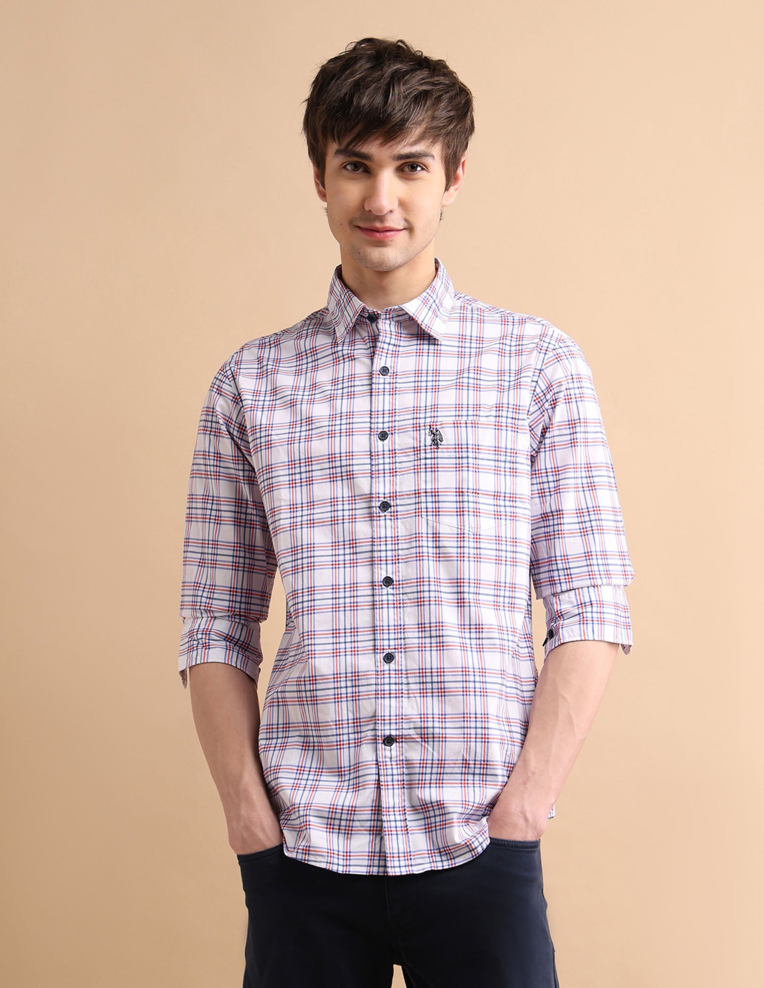 Tartan Twill Shirt White - U.S. POLO ASSN. | Large