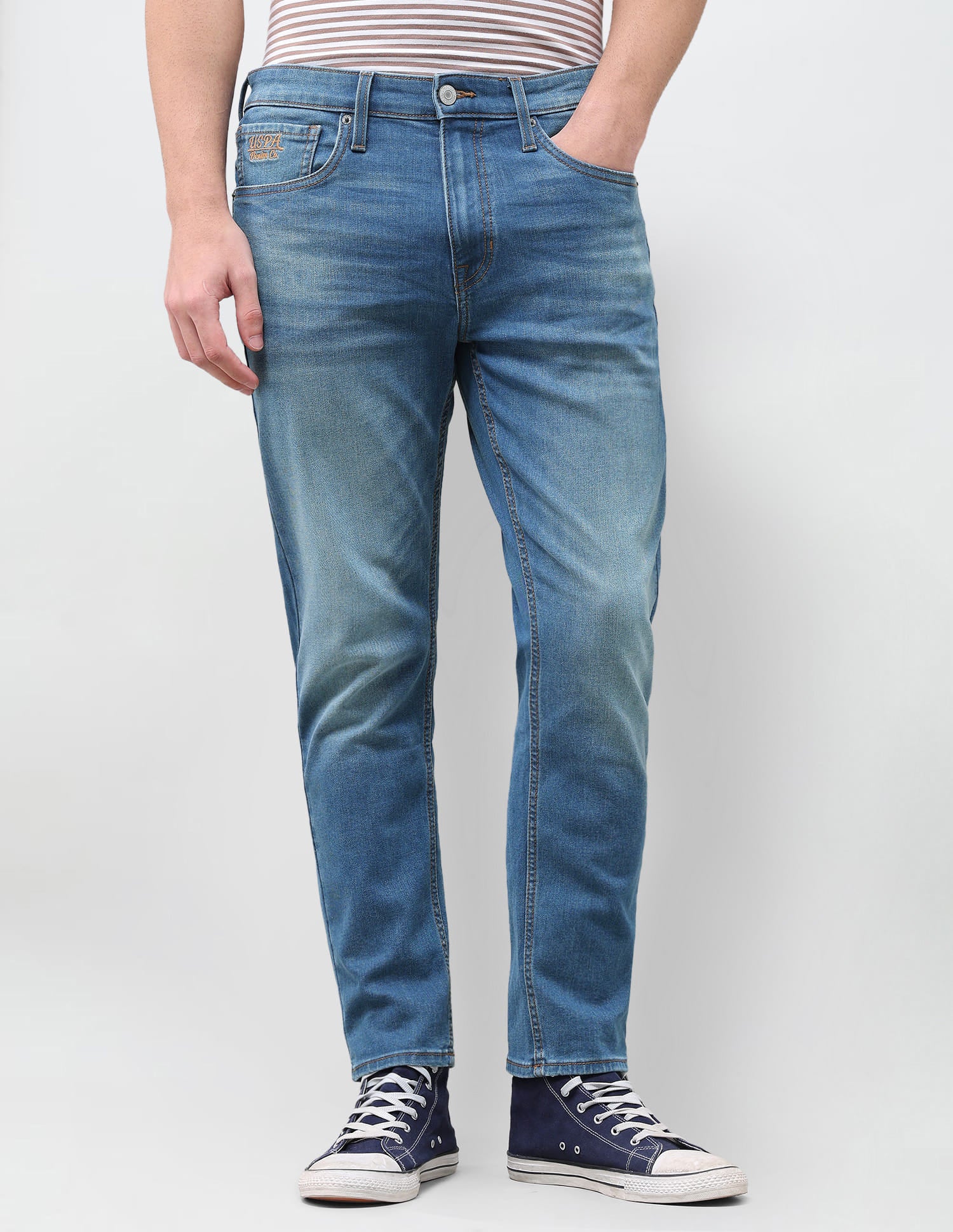 Solid Tapered Fit Jeans Blue - U.S. Polo Assn. India | Large