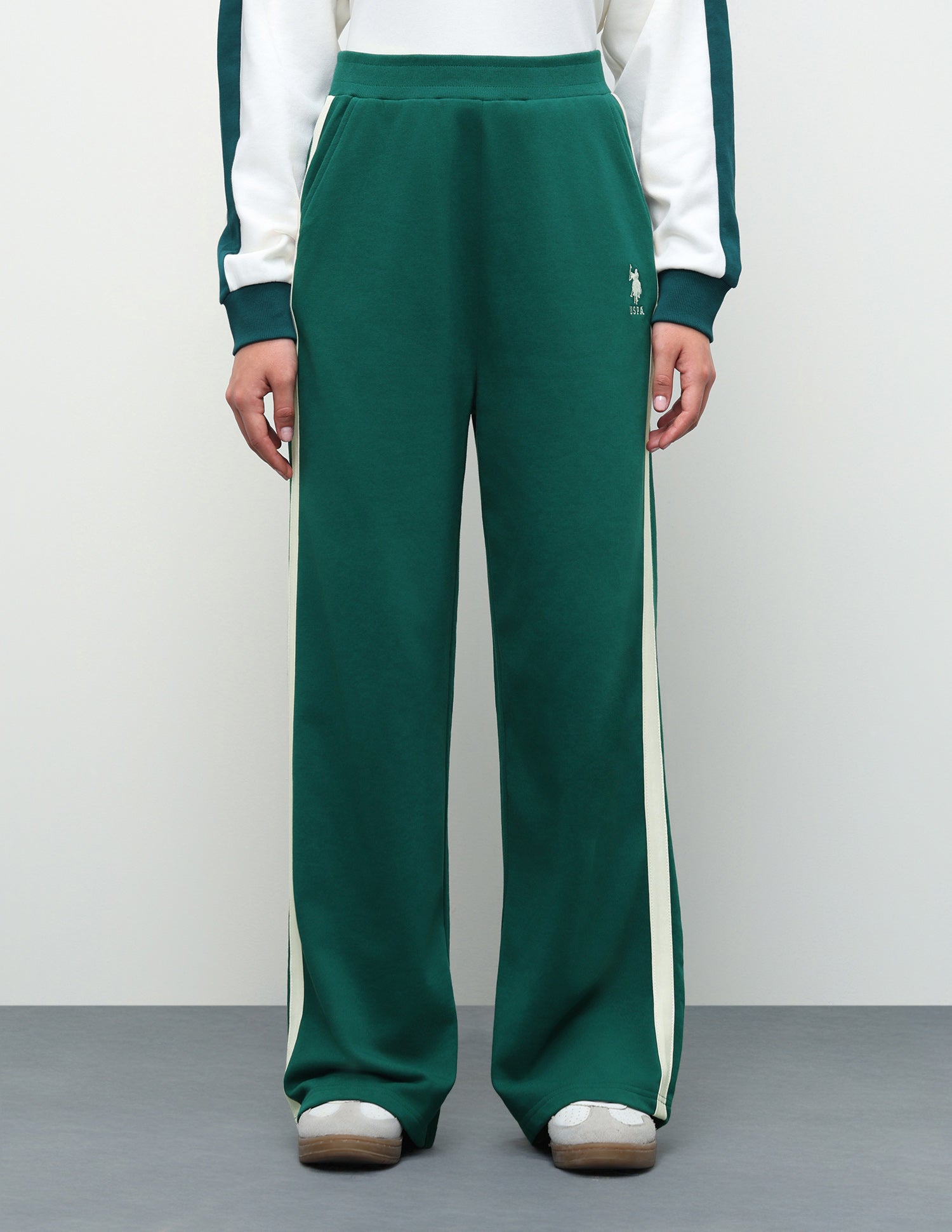 High Rise Wide Leg Fit Trousers Dark Green - U.S. Polo Assn. India | Large