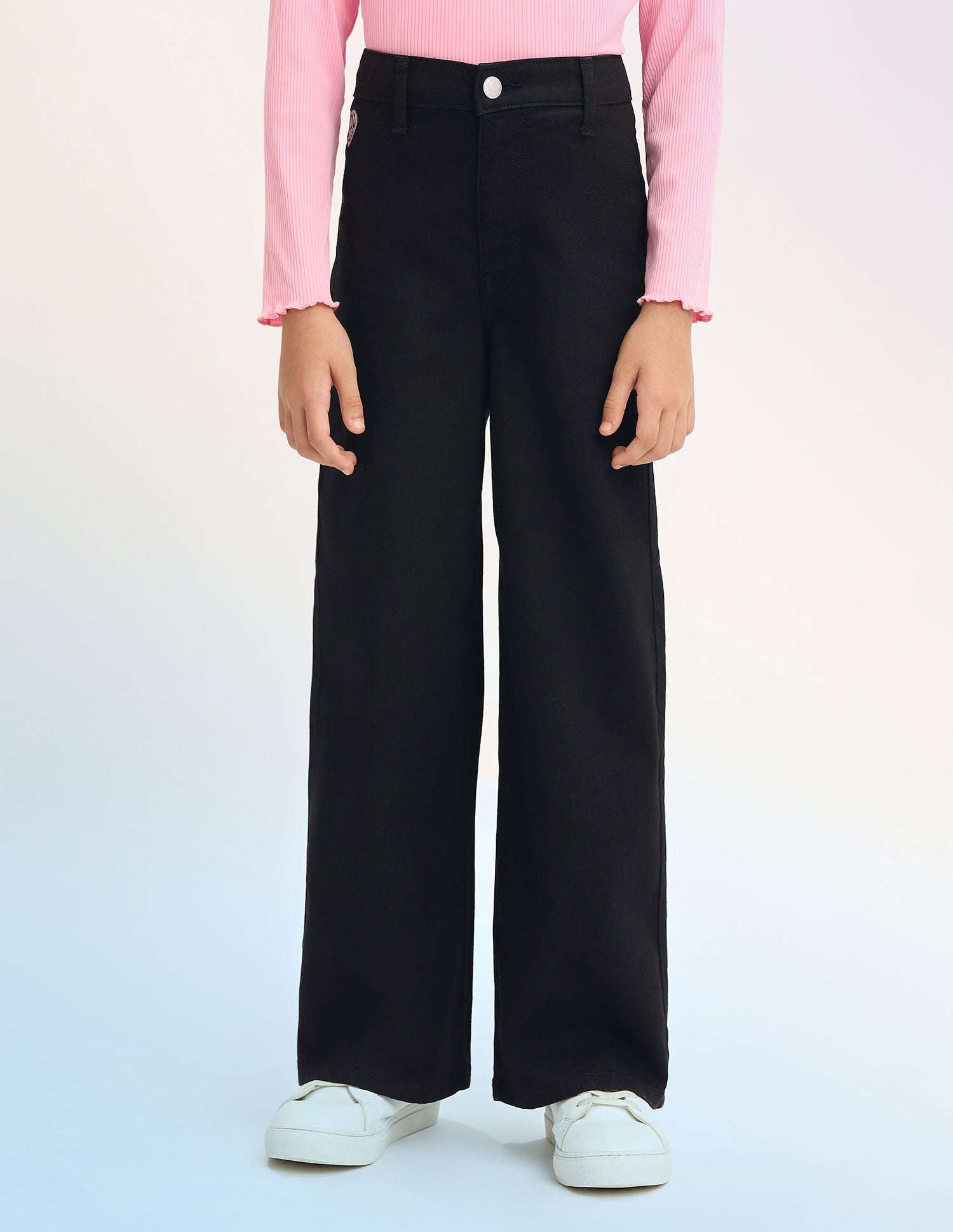 Girls Wide Leg Fit Black Jeans Black - U.S. POLO ASSN. | Large