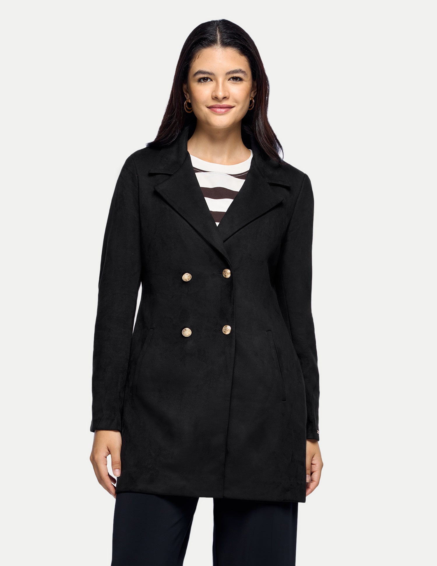 Longline Double Breasted Jacket Black - U.S. Polo Assn. India | Large