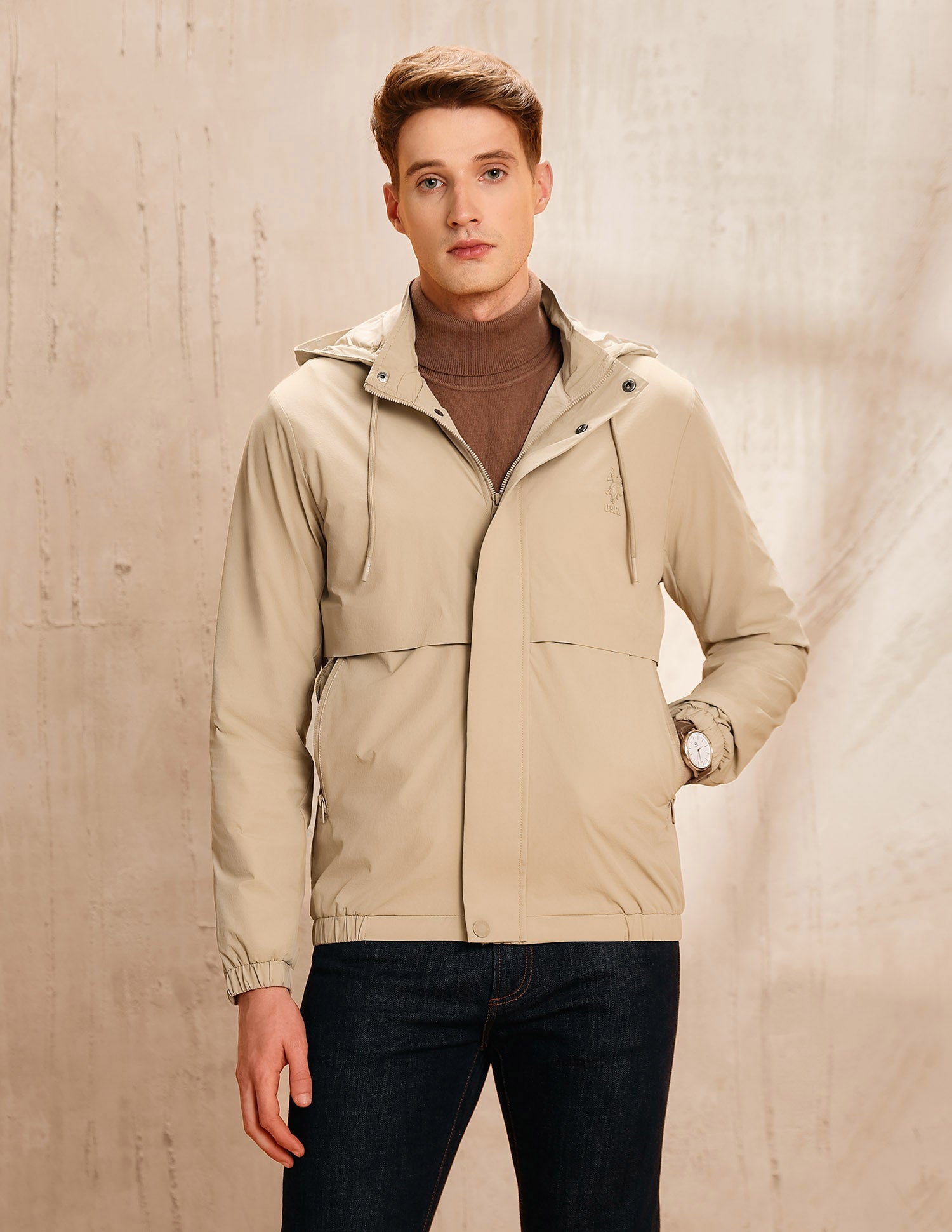 Detachable Hood Legend Of Horseshoe Jacket Beige - U.S. POLO ASSN. | Large