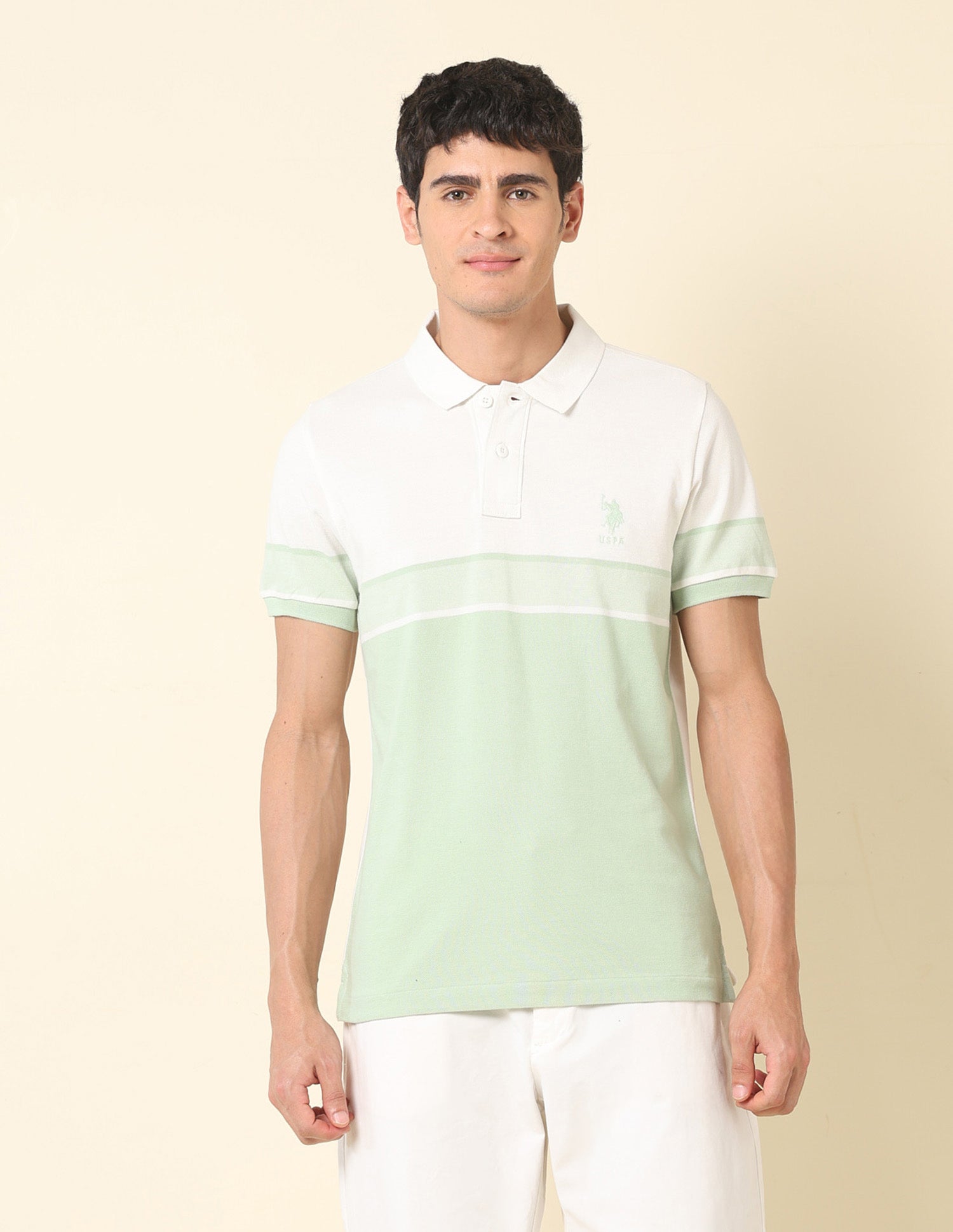 Colourblocked Classic Polo Shirt Light Green - U.S. POLO ASSN. | Large