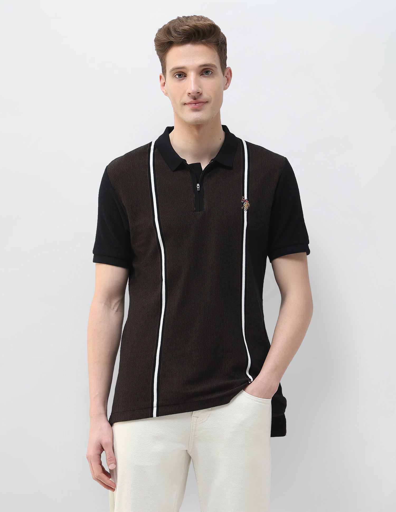 Vertical Striped Summer House Polo Shirt Black - U.S. Polo Assn. India | Large