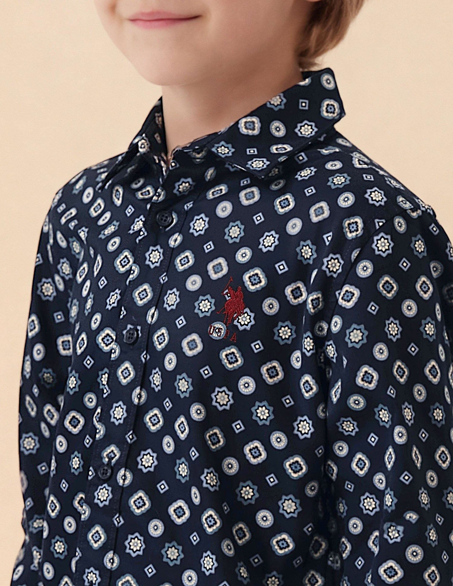 Floral geometric Twill Shirt Navy - U.S. Polo Assn. India | Large