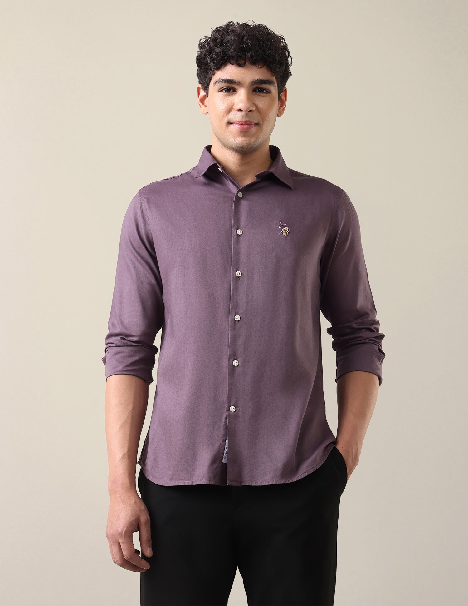 Twill Regular Fit Shirt Lavender - U.S. Polo Assn. India | Large