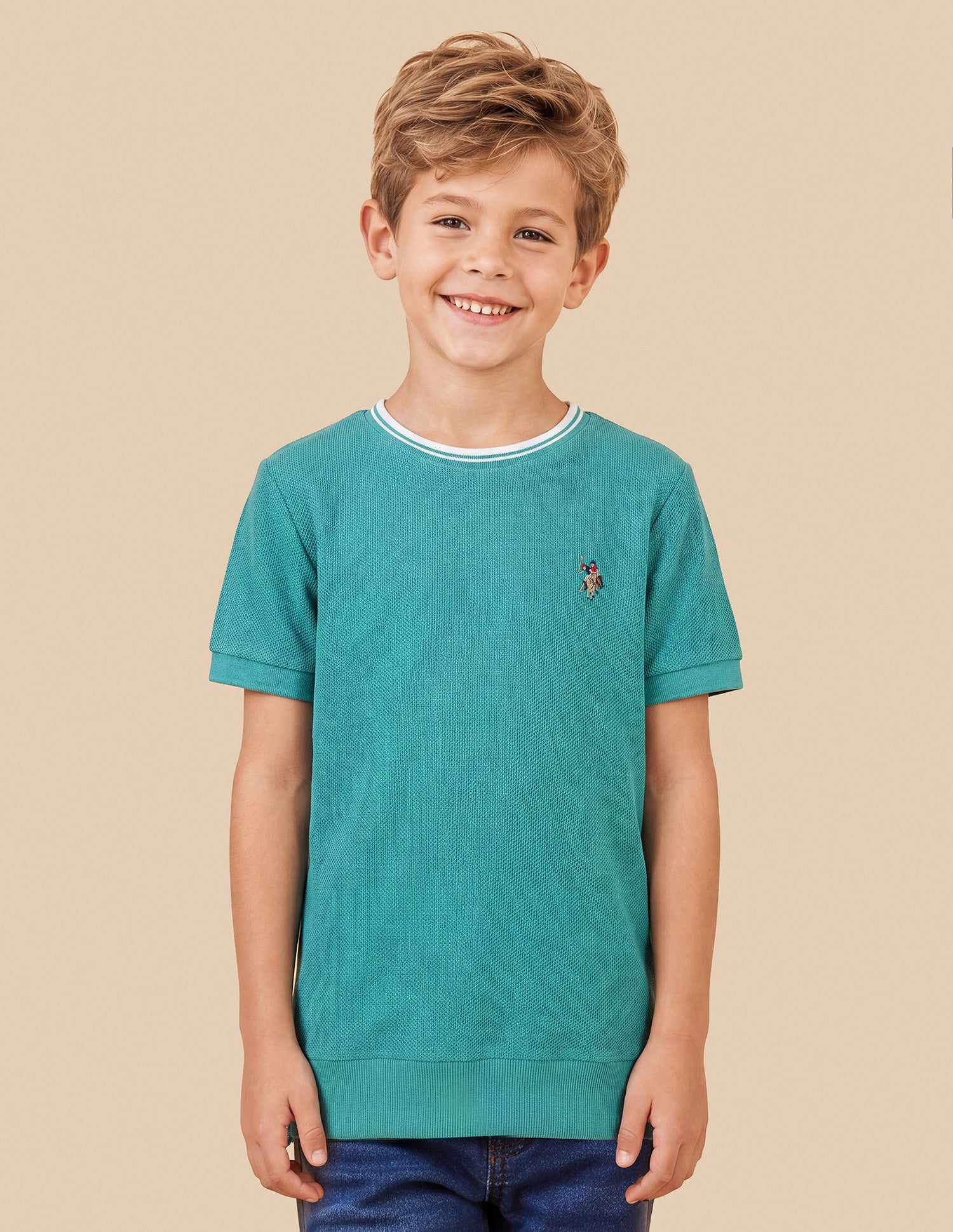 Solid Regular Fit T-Shirt Teal - U.S. Polo Assn. India | Large