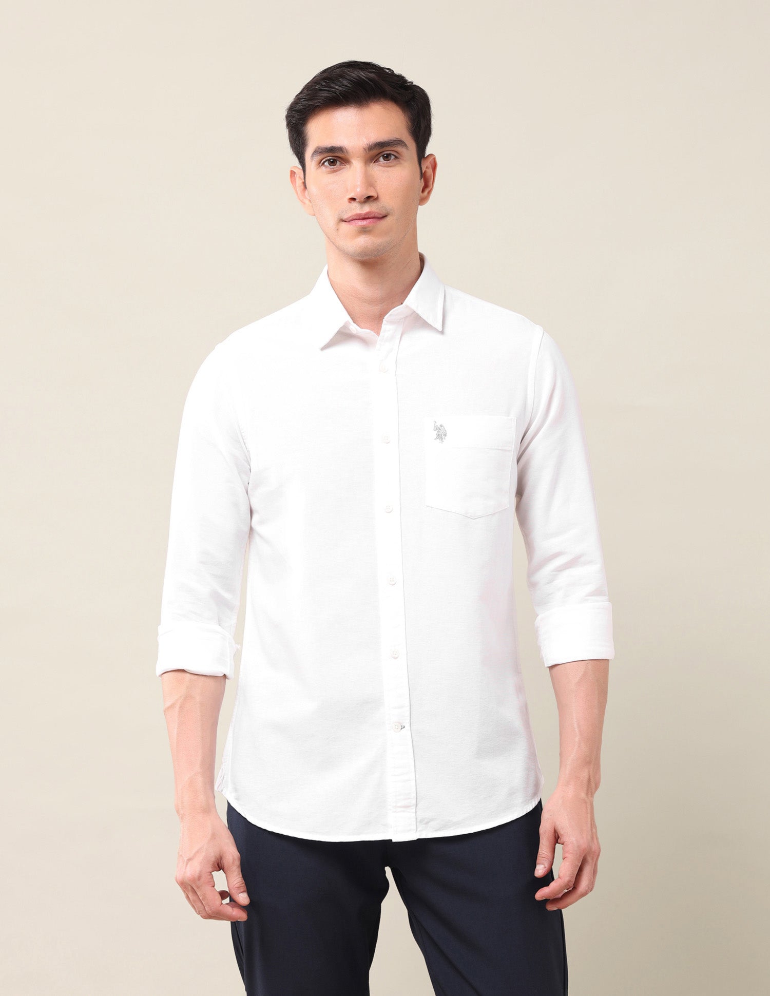 Tailored Fit Poplin Shirt White - U.S. Polo Assn. India | Large