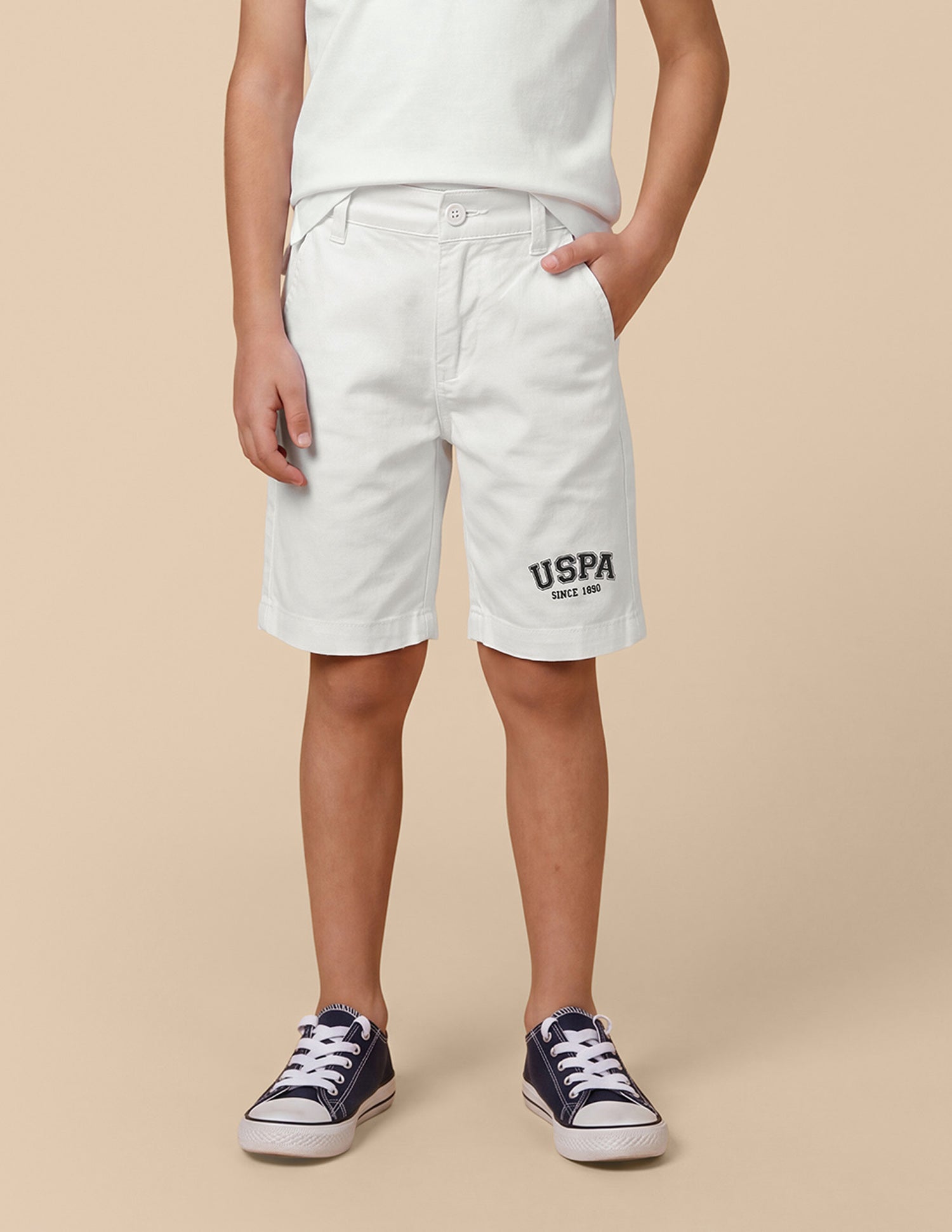 Mid Rise Relaxed Fit Shorts White - U.S. Polo Assn. India | Large