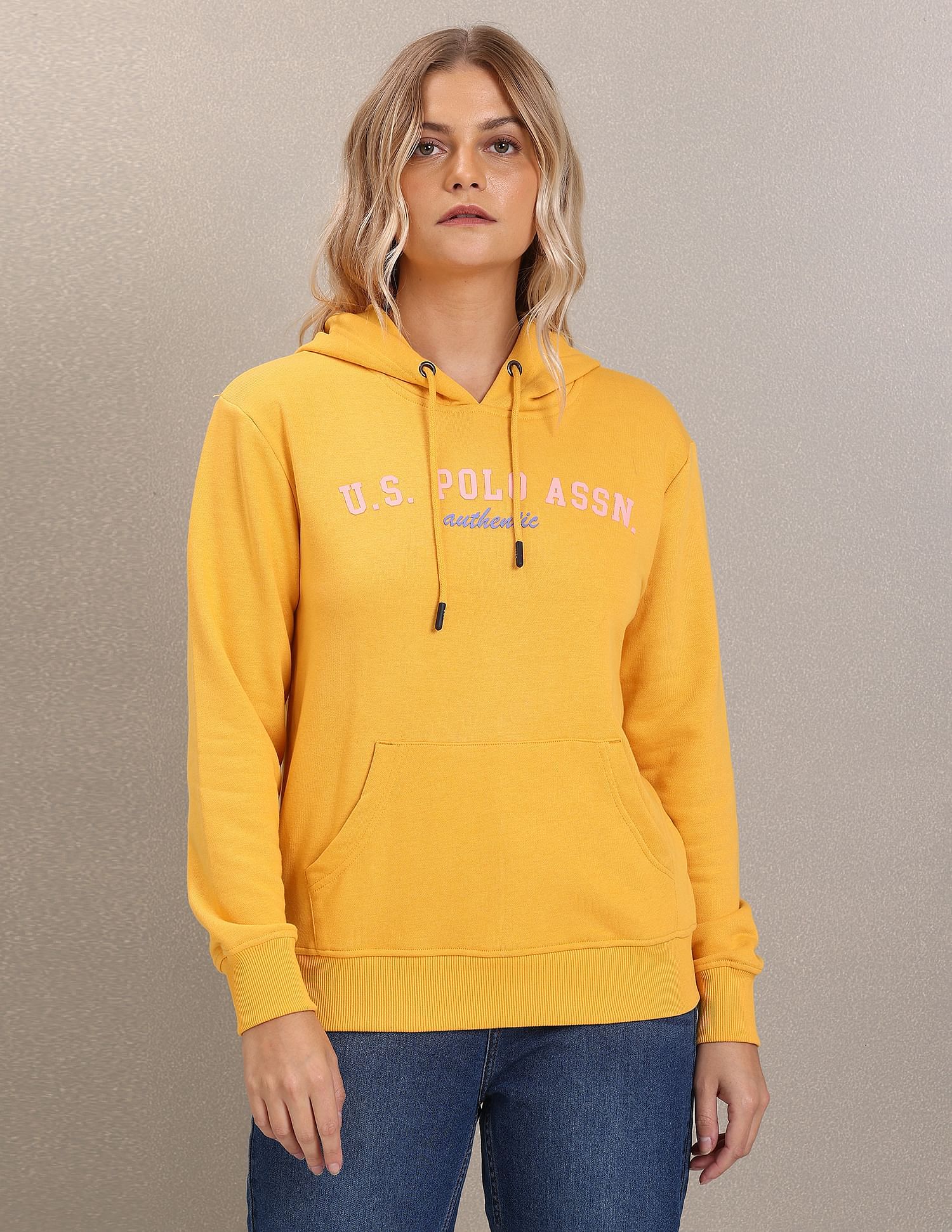 Brand Print Hooded Sweatshirt Mustard - U.S. Polo Assn. India | Large