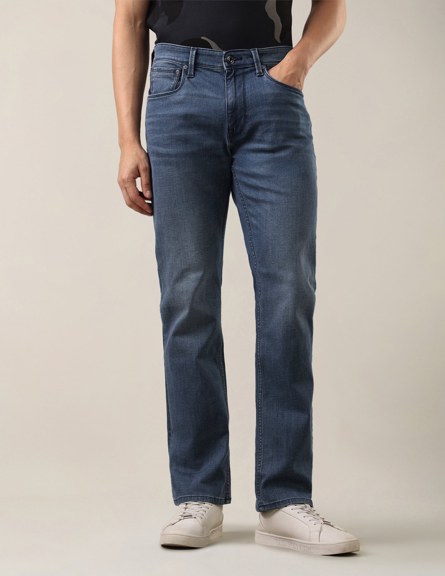 Harold Slim Straight Fit Blue Jeans Mid Blue - U.S. Polo Assn. India | Large