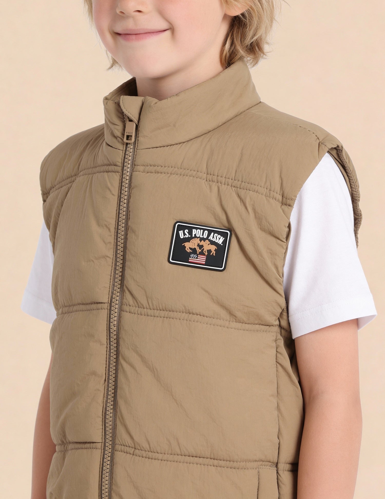 Boys Solid Puffer Jacket Beige - U.S. Polo Assn. India | Large