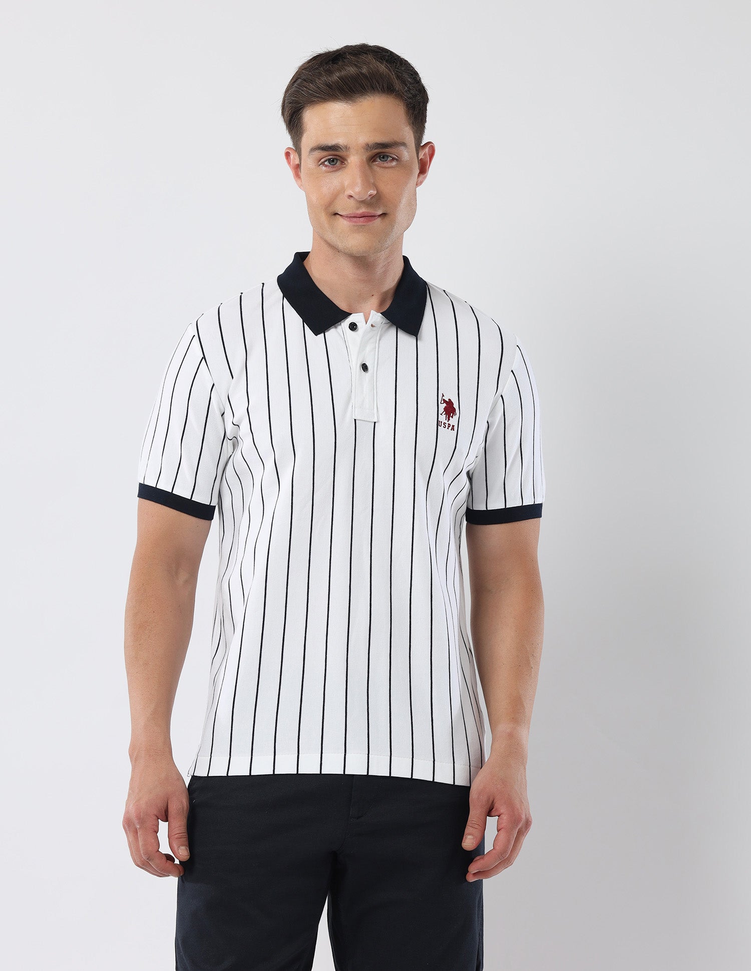 Vertical Striped 135 Anniversary Polo Shirt White - U.S. Polo Assn. India | Large