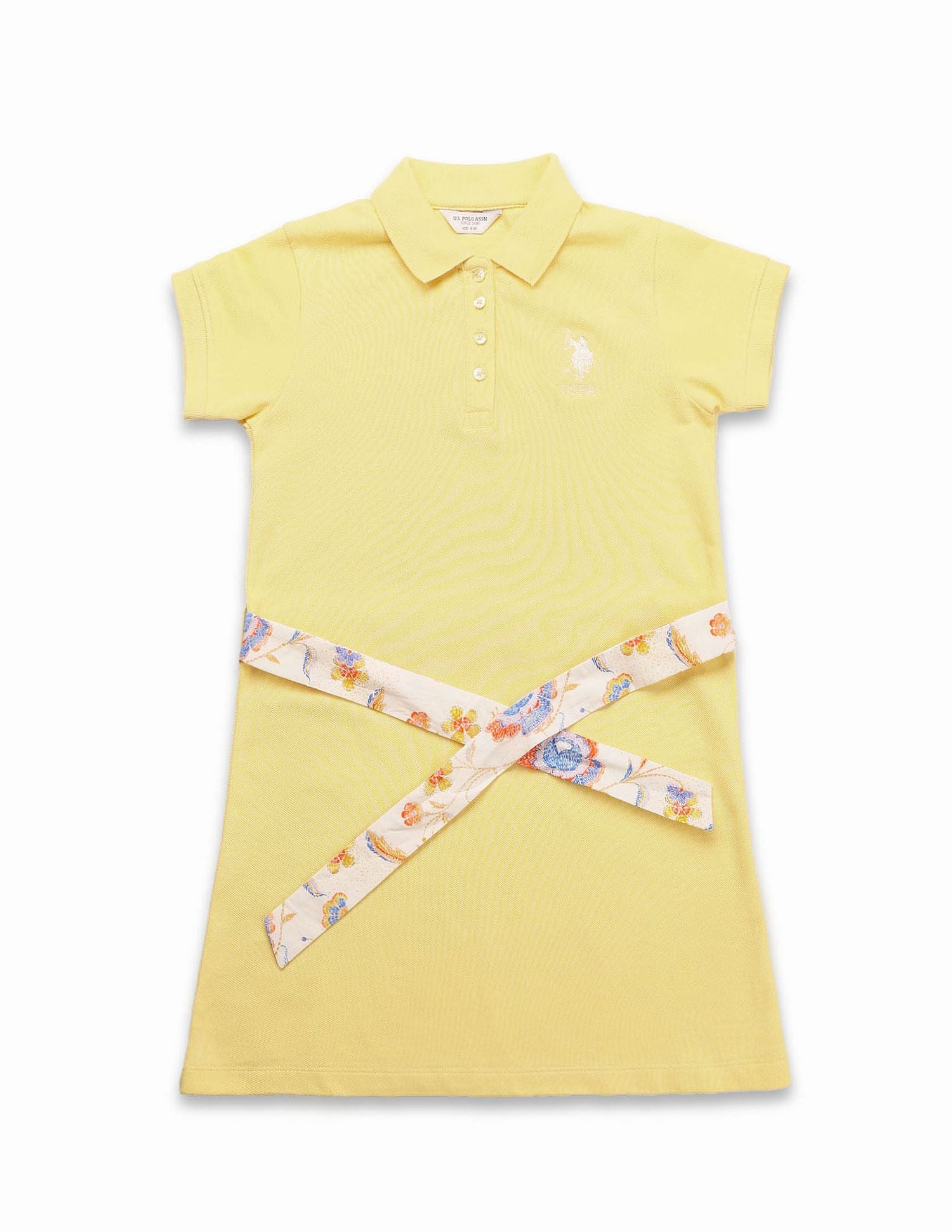 Girls Solid A Line Polo Dress Yellow - U.S. POLO ASSN. | Large