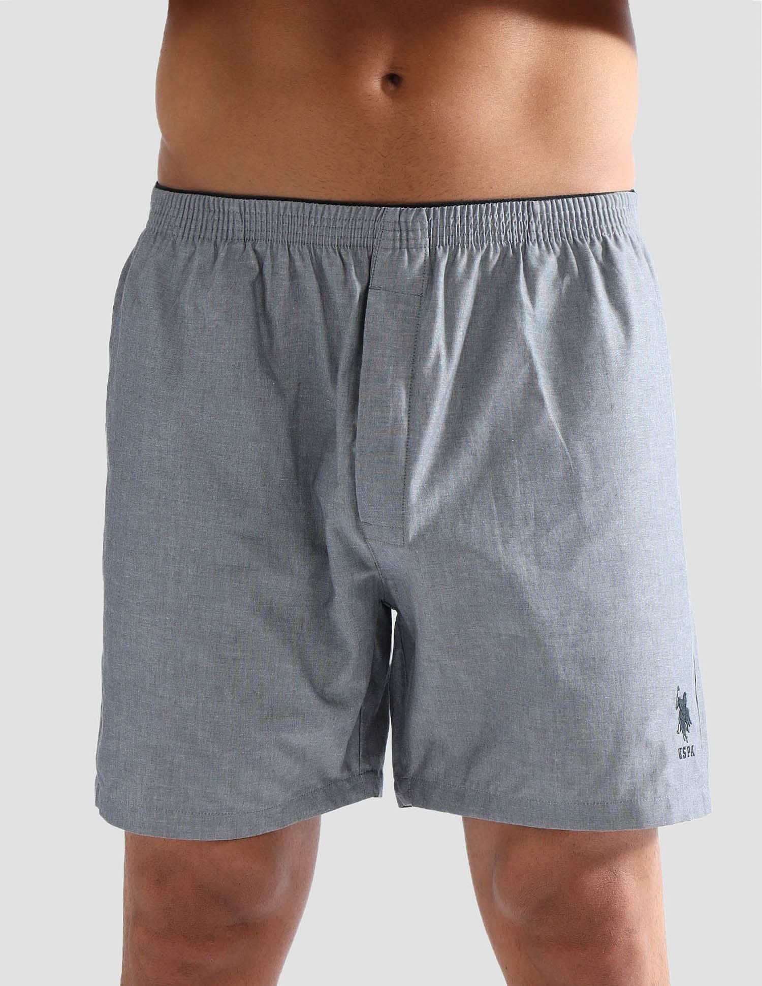 Pure Cotton EX003  Boxer Shorts - Pack of 1 Black Chambray - U.S. POLO ASSN. | Large