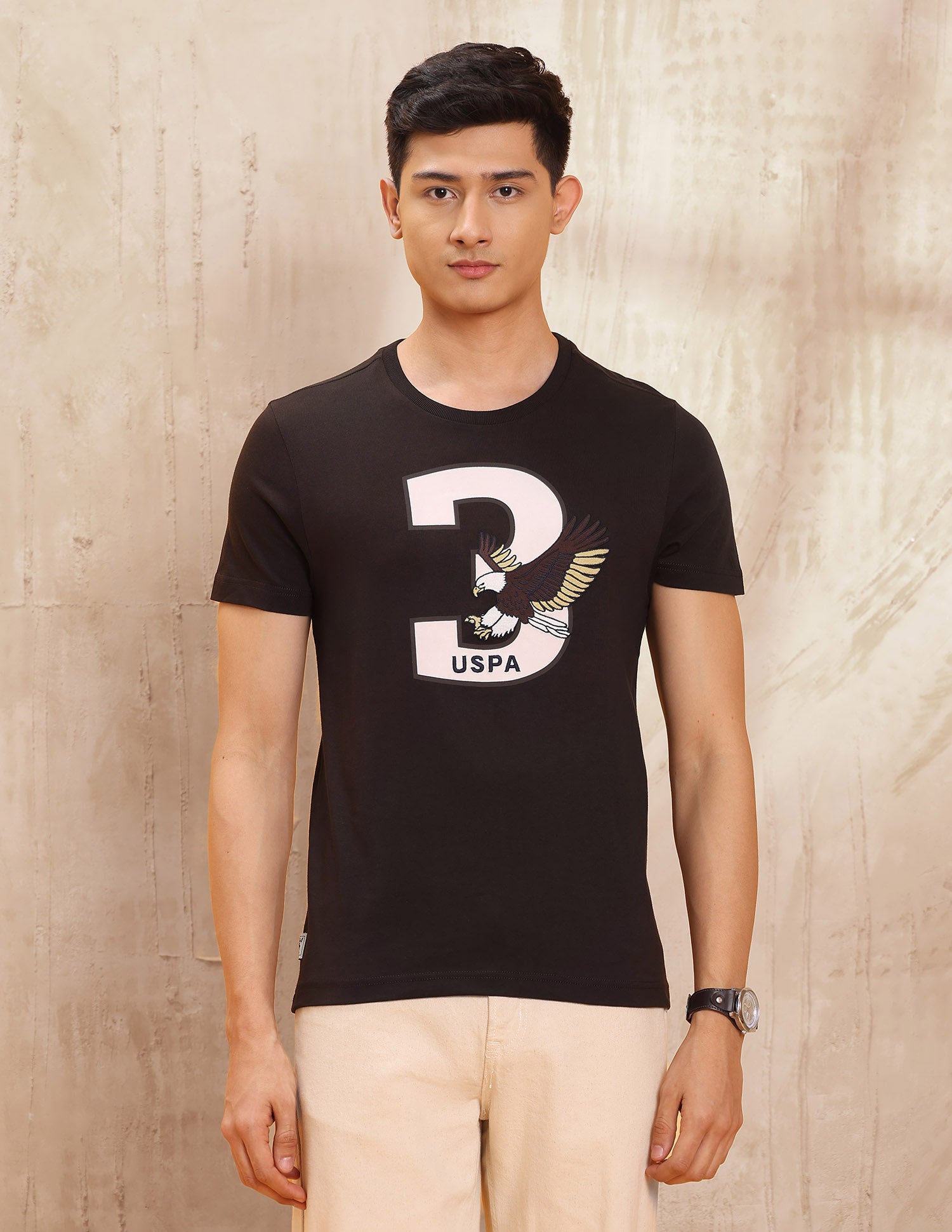 Graphic Printed Regular Fit T Shirt Dark Brown - U.S. POLO ASSN. | Large