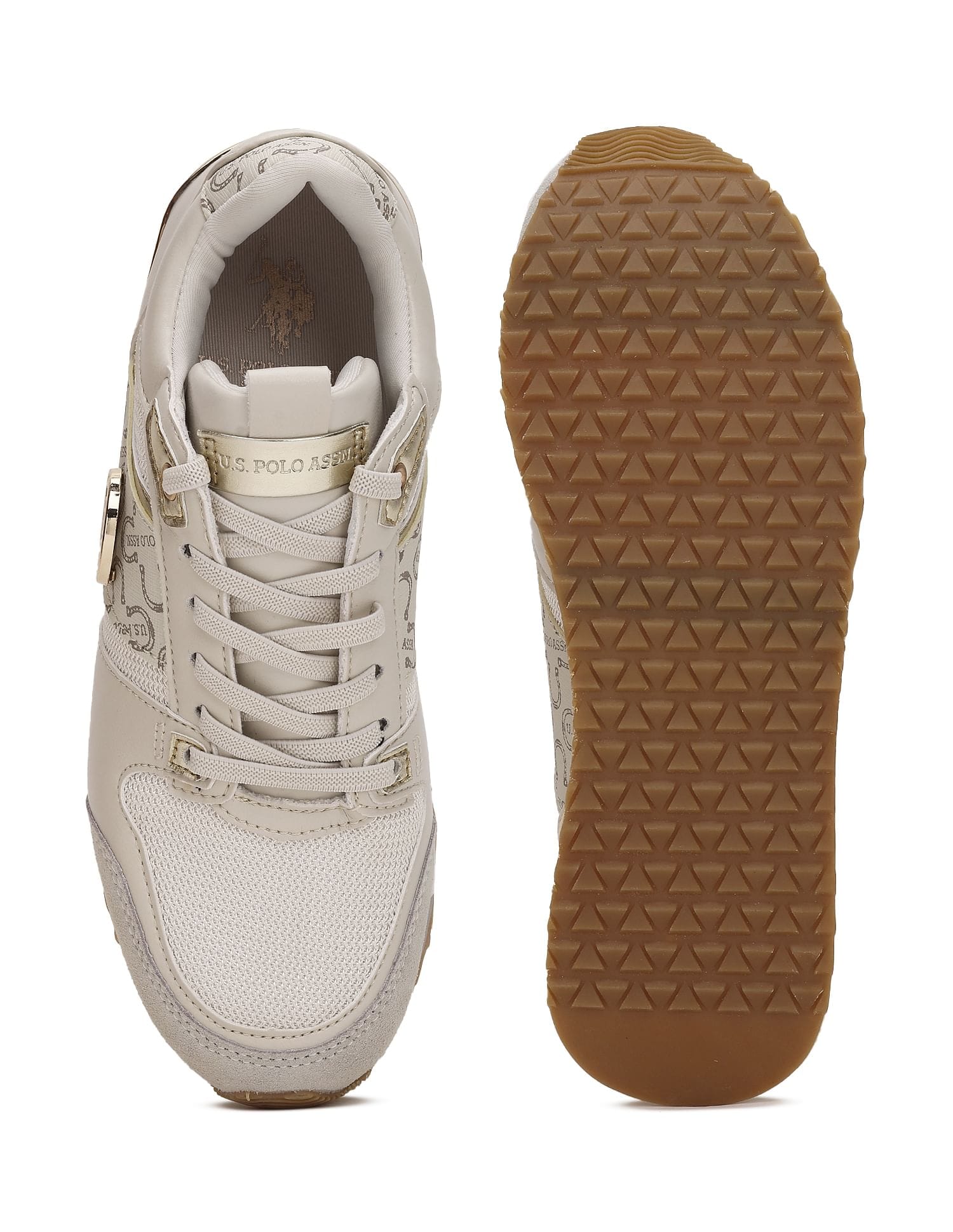 Stella Nude Monogram Print Sneakers Shoes Beige - U.S. Polo Assn. India | Large