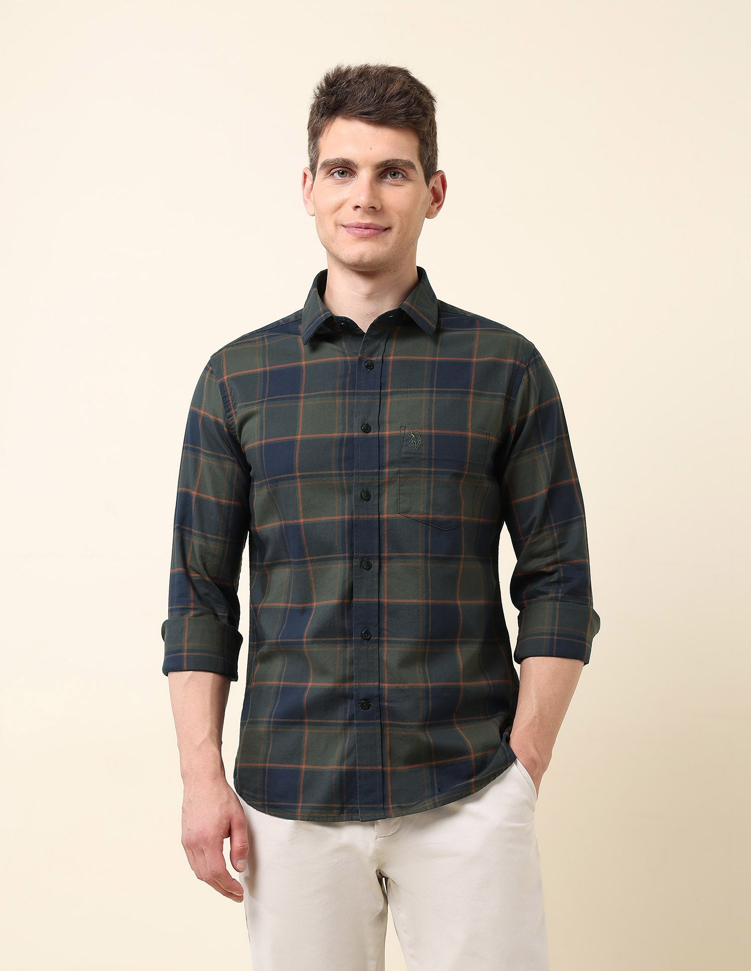 Buffalo Checked Dobby Shirt Olive - U.S. Polo Assn. India | Large