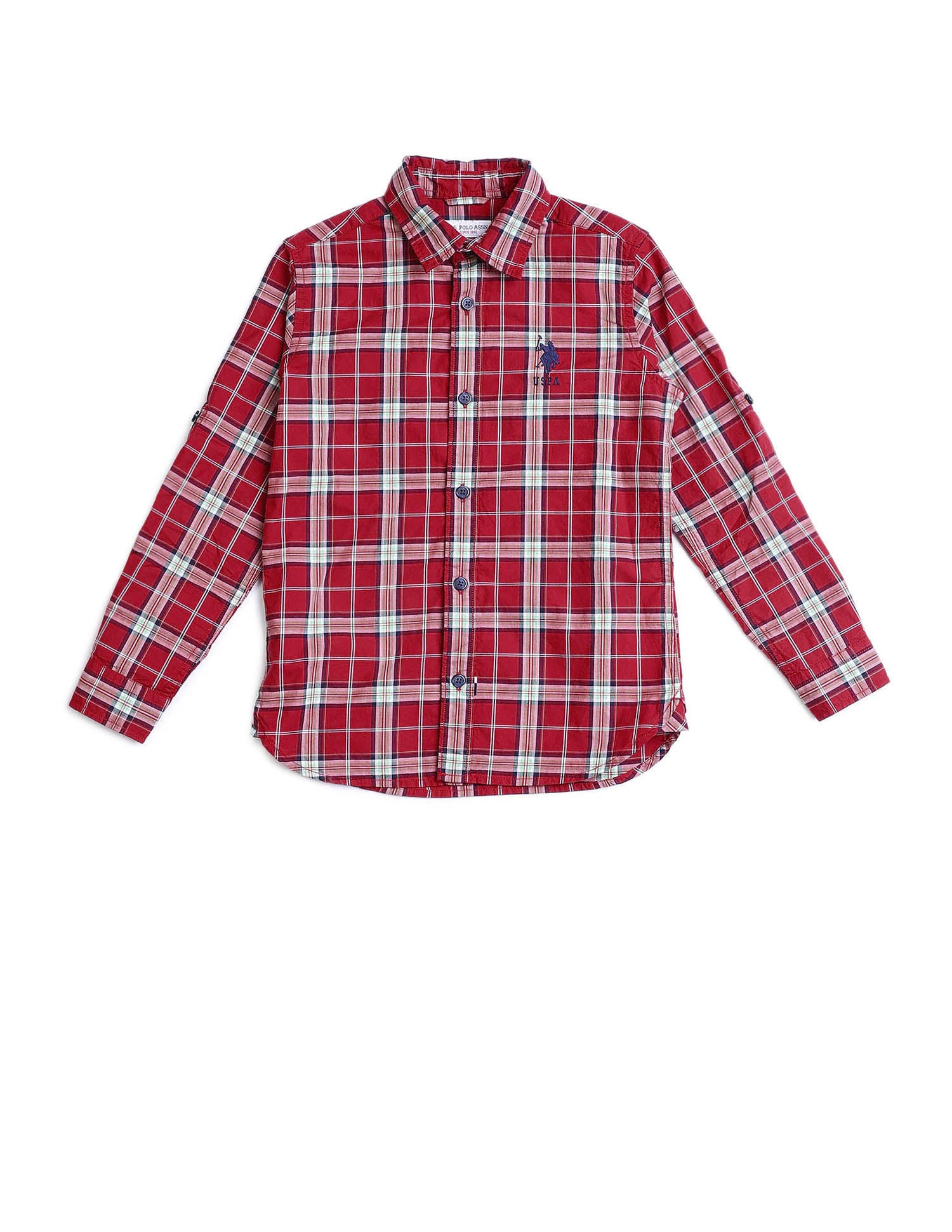 Boys Plaid Checked Regular Fit Shirt Red - U.S. POLO ASSN. | Large