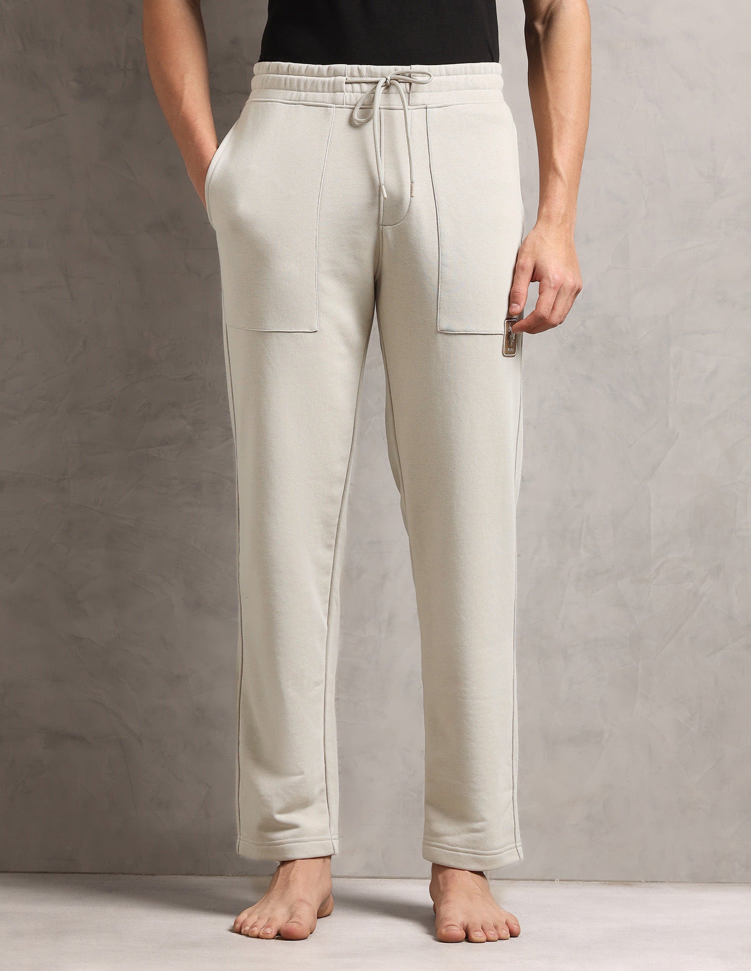 Baggy Fit Cotton Terry OR006 Lounge Pants - Pack Of 1 Grey Mid Stone - U.S. Polo Assn. India | Large