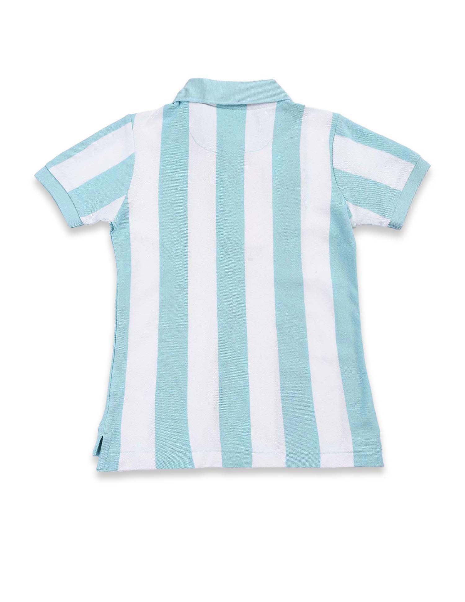 Boys Vertical Stripe Polo Shirt Light Blue - U.S. Polo Assn. India | Large