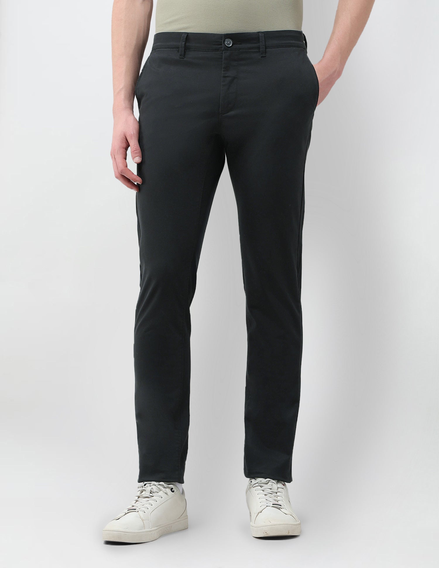 Slim Fit Satin Trousers Black - U.S. Polo Assn. India | Large