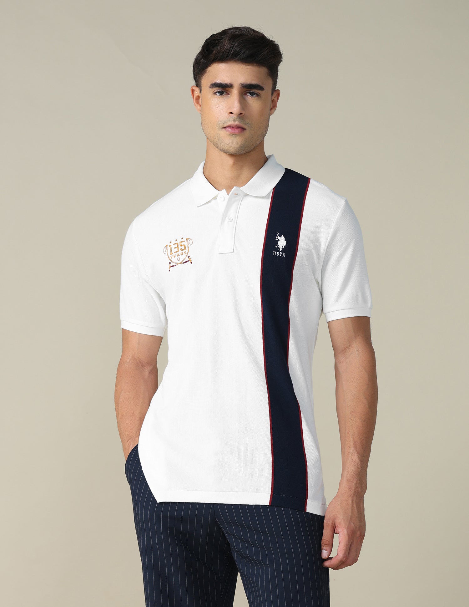 Colourblocked Regular Fit Polo Shirt White - U.S. POLO ASSN. | Large