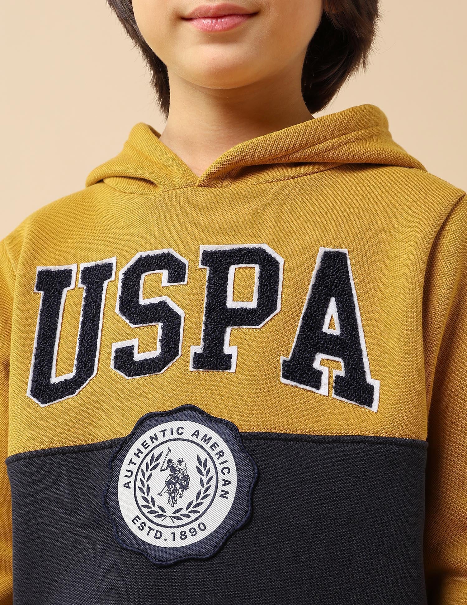 Boys Brand Appliqued Regular Fit Sweatshirt Yellow - U.S. POLO ASSN. | Large