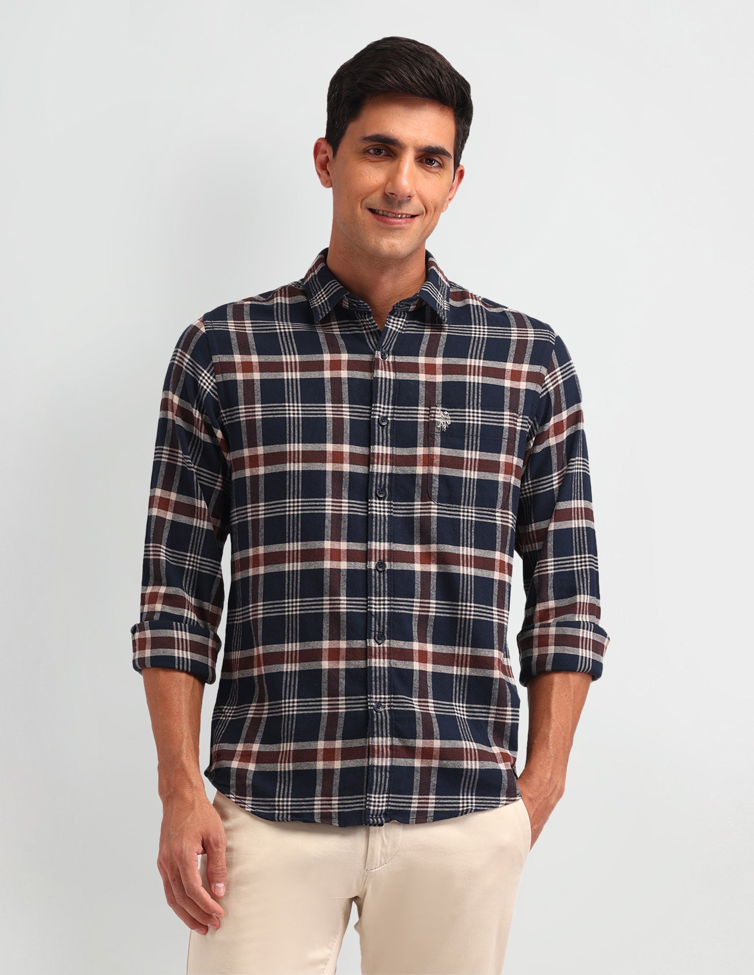 Tartan Checks Slim Fit Shirt Navy - U.S. Polo Assn. India | Large