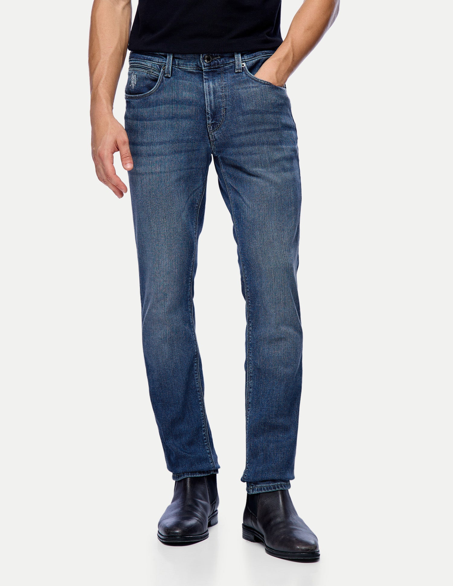 Brandon Slim-Tapered Fit Blue Jeans Mid Blue - U.S. Polo Assn. India | Large