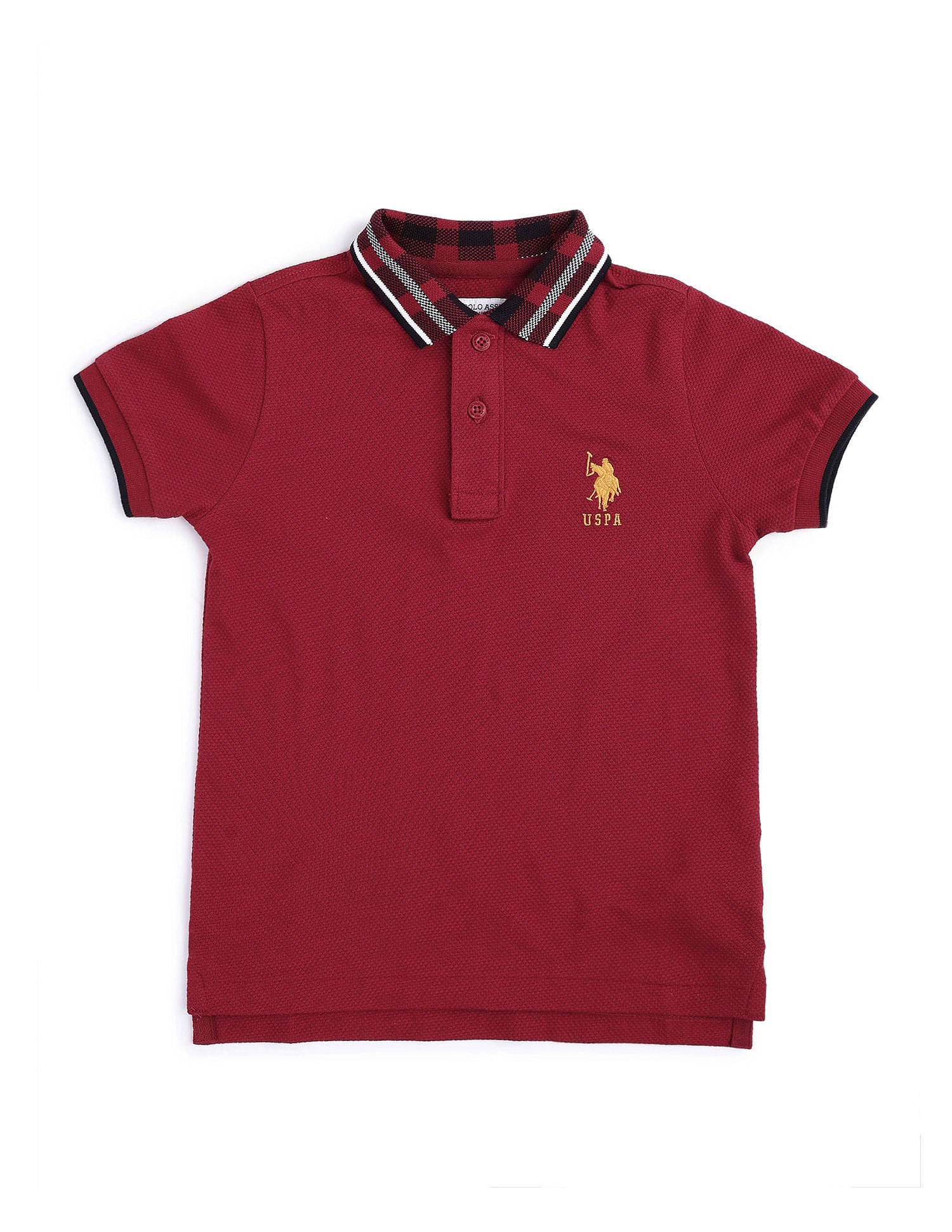 Regular fit Solid Polo Shirt Maroon - U.S. Polo Assn. India | Large