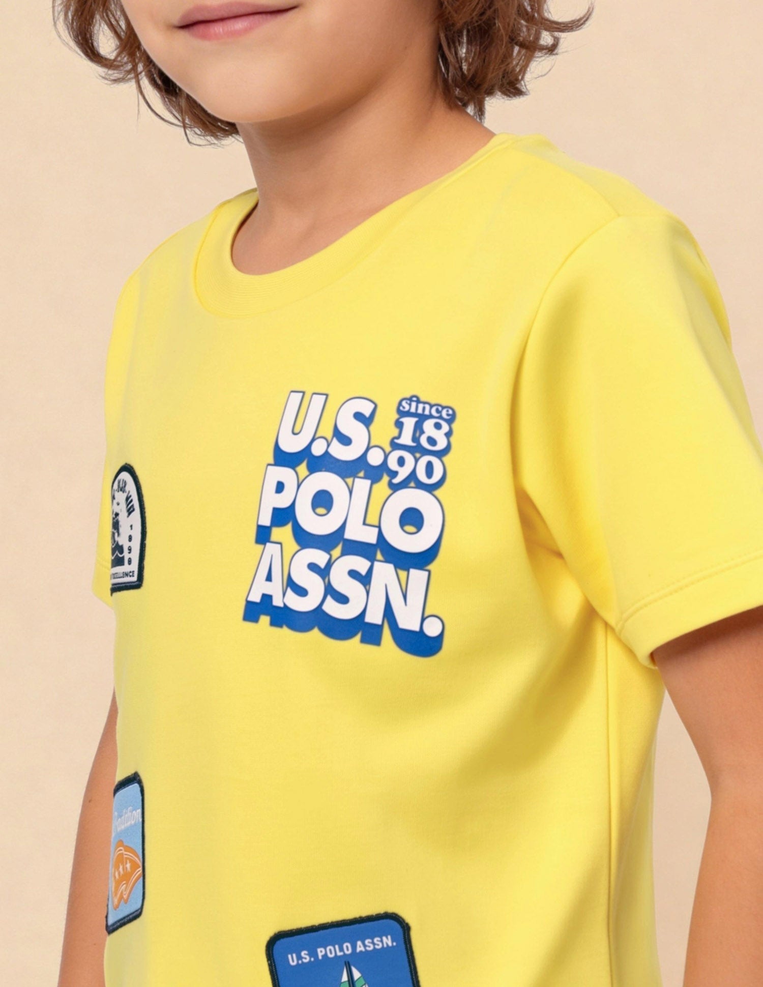 Graphic Brand Applique Regular Fit T-Shirt Light Yellow - U.S. Polo Assn. India | Large