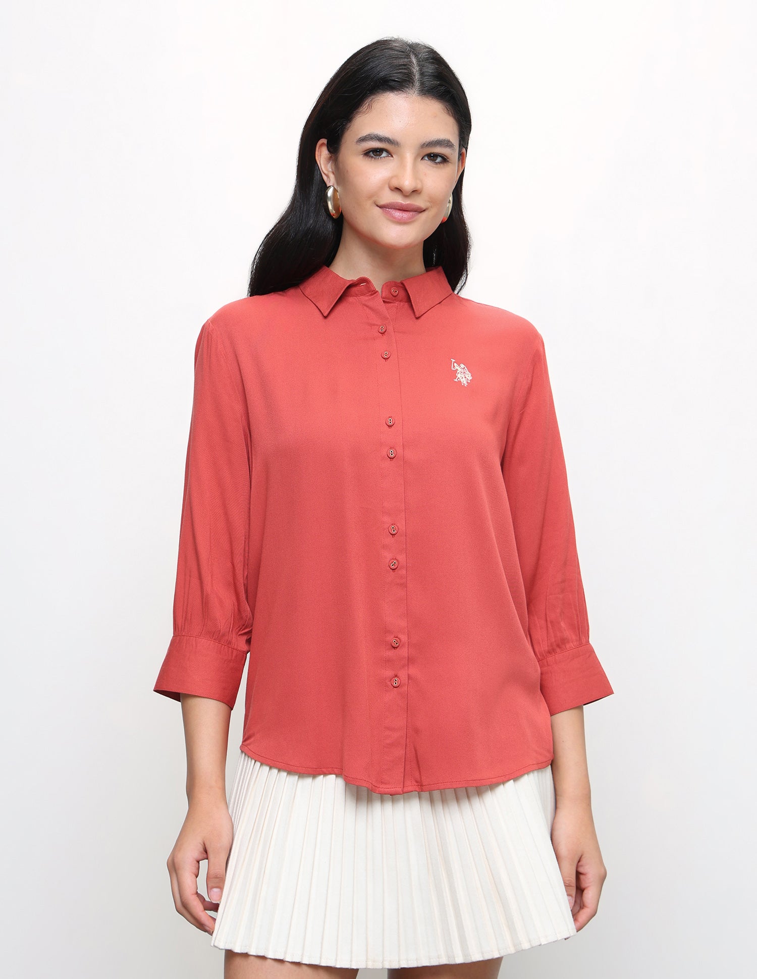 Solid Relaxed Fit Shirt Rust - U.S. Polo Assn. India | Large