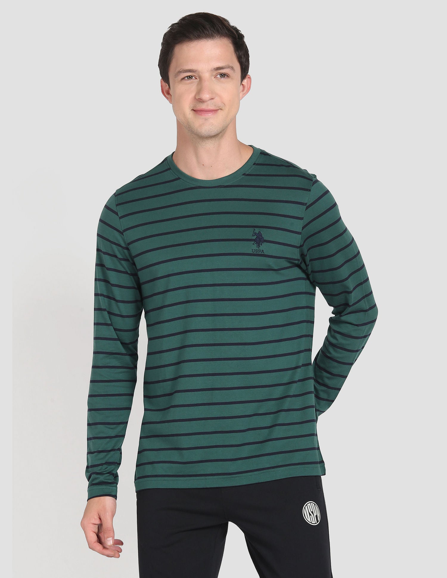 Crew Neck Stripe I694 Lounge T-Shirt - Pack Of 1 Bistro Green - U.S. POLO ASSN. | Large