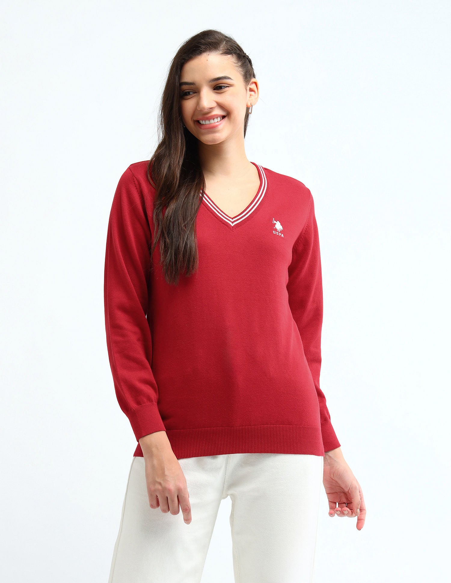 Pure Cotton Regular Fit Sweater Red - U.S. POLO ASSN. | Large