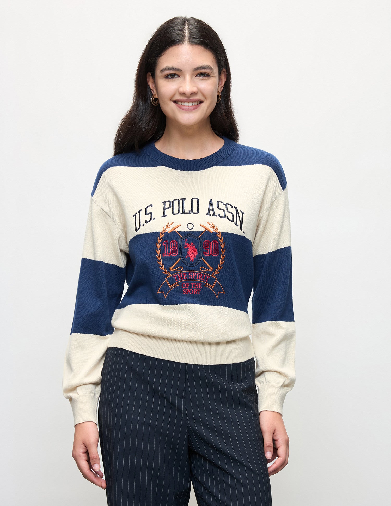 Colour Block Regular Fit Sweater White - U.S. Polo Assn. India | Large