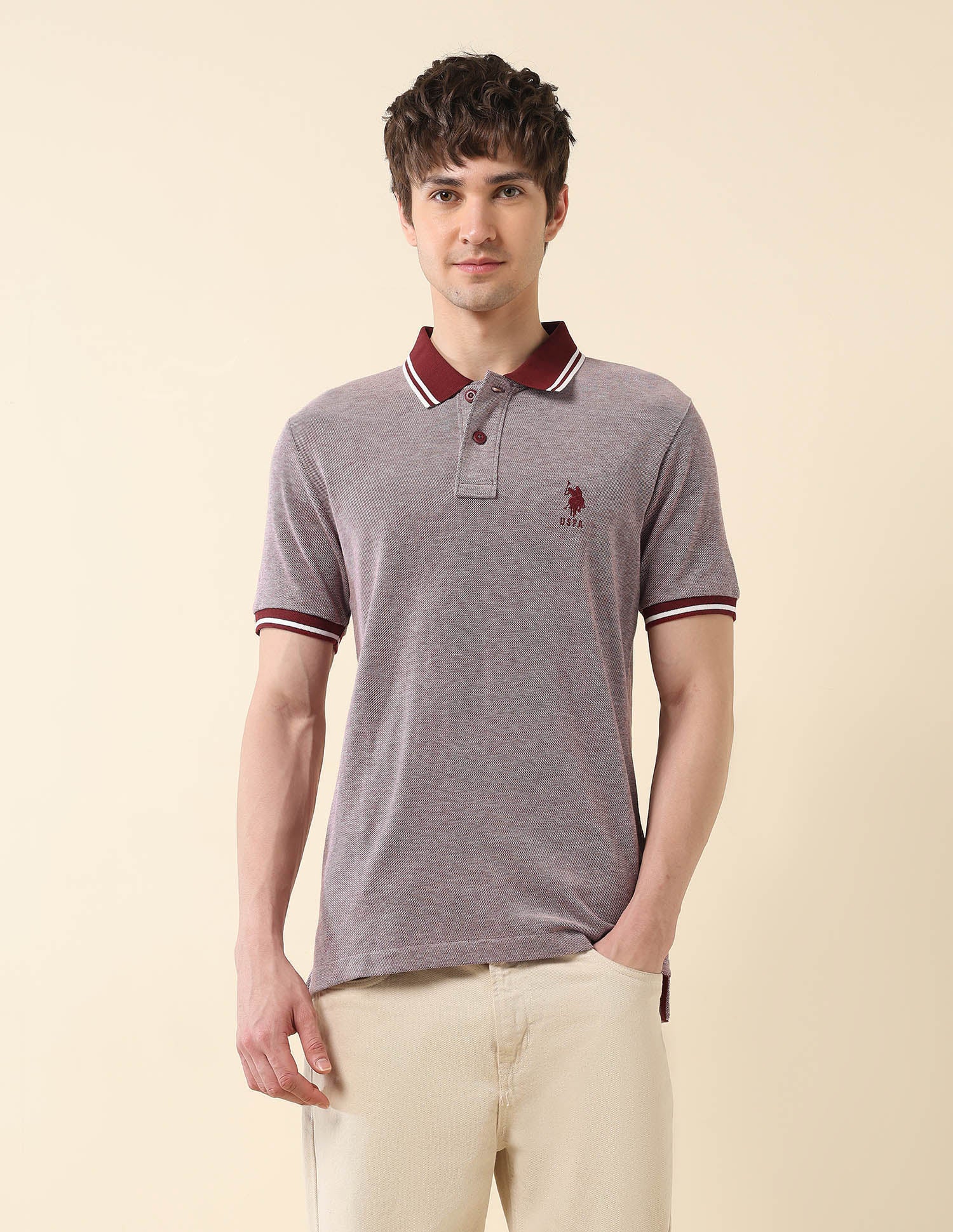 Heathered Classic Polo Shirt Wine - U.S. Polo Assn. India | Large