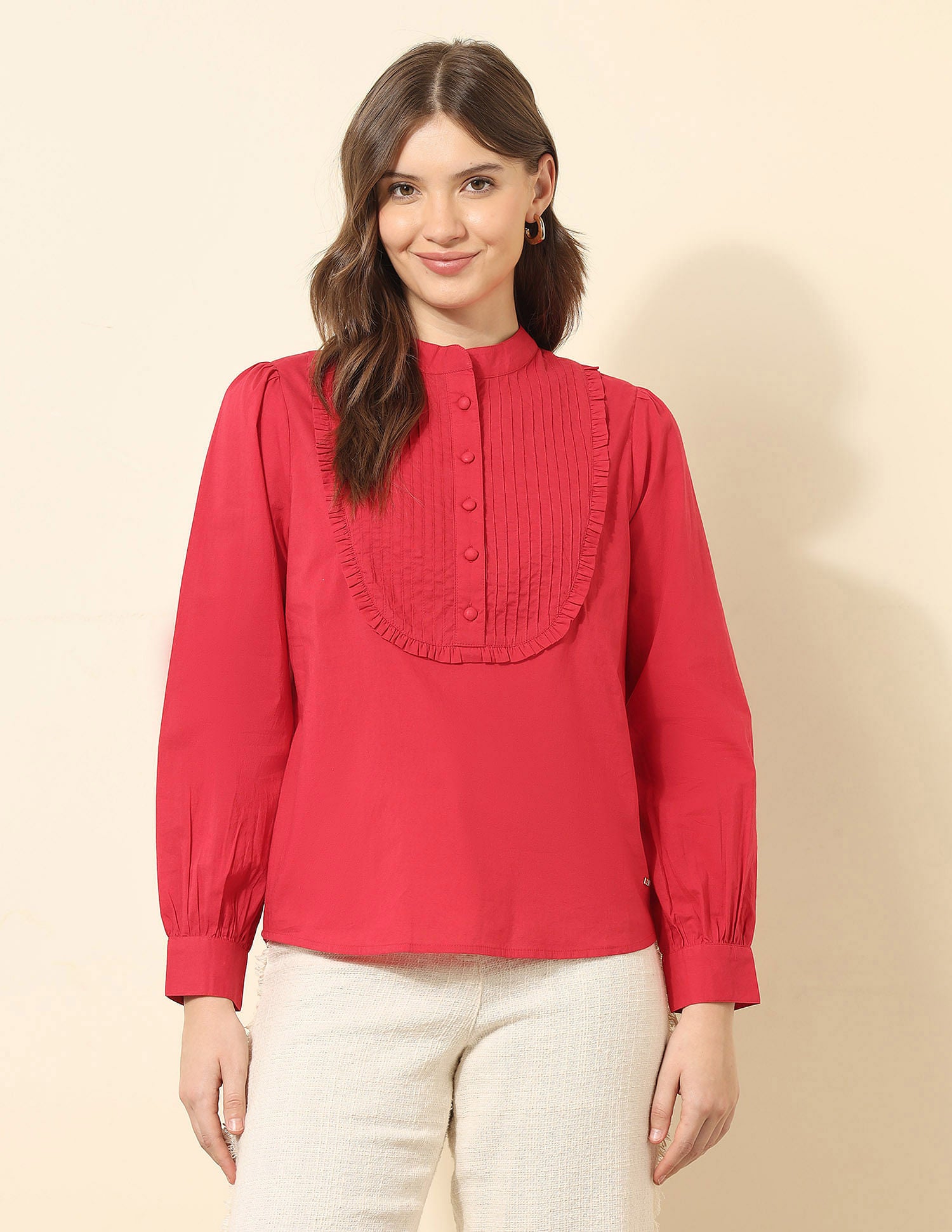 Gathered Yoke Relaxed Fit Top Red - U.S. POLO ASSN. | Large