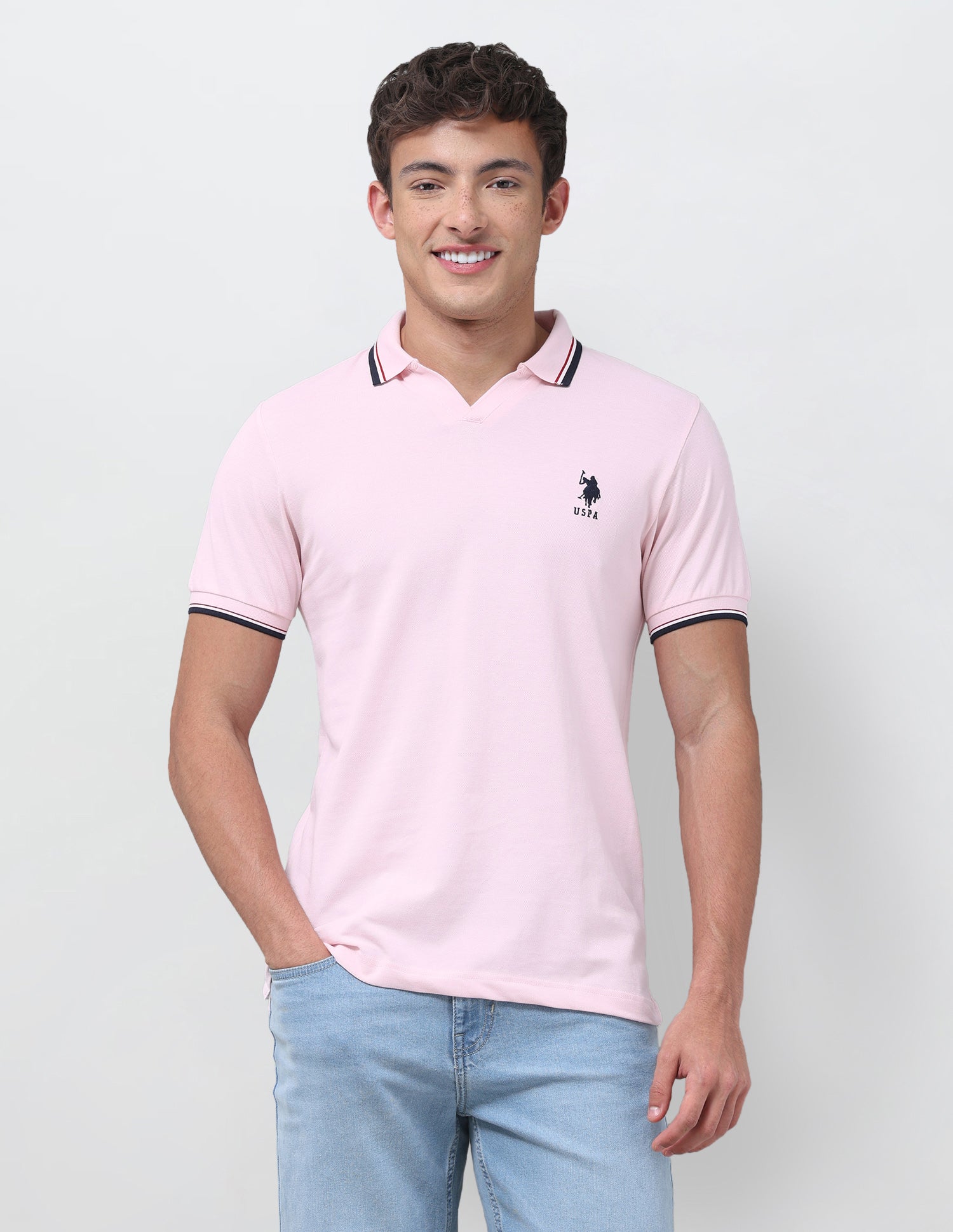 Solid Relaxed Fit Polo Shirt Light Pink - U.S. Polo Assn. India | Large