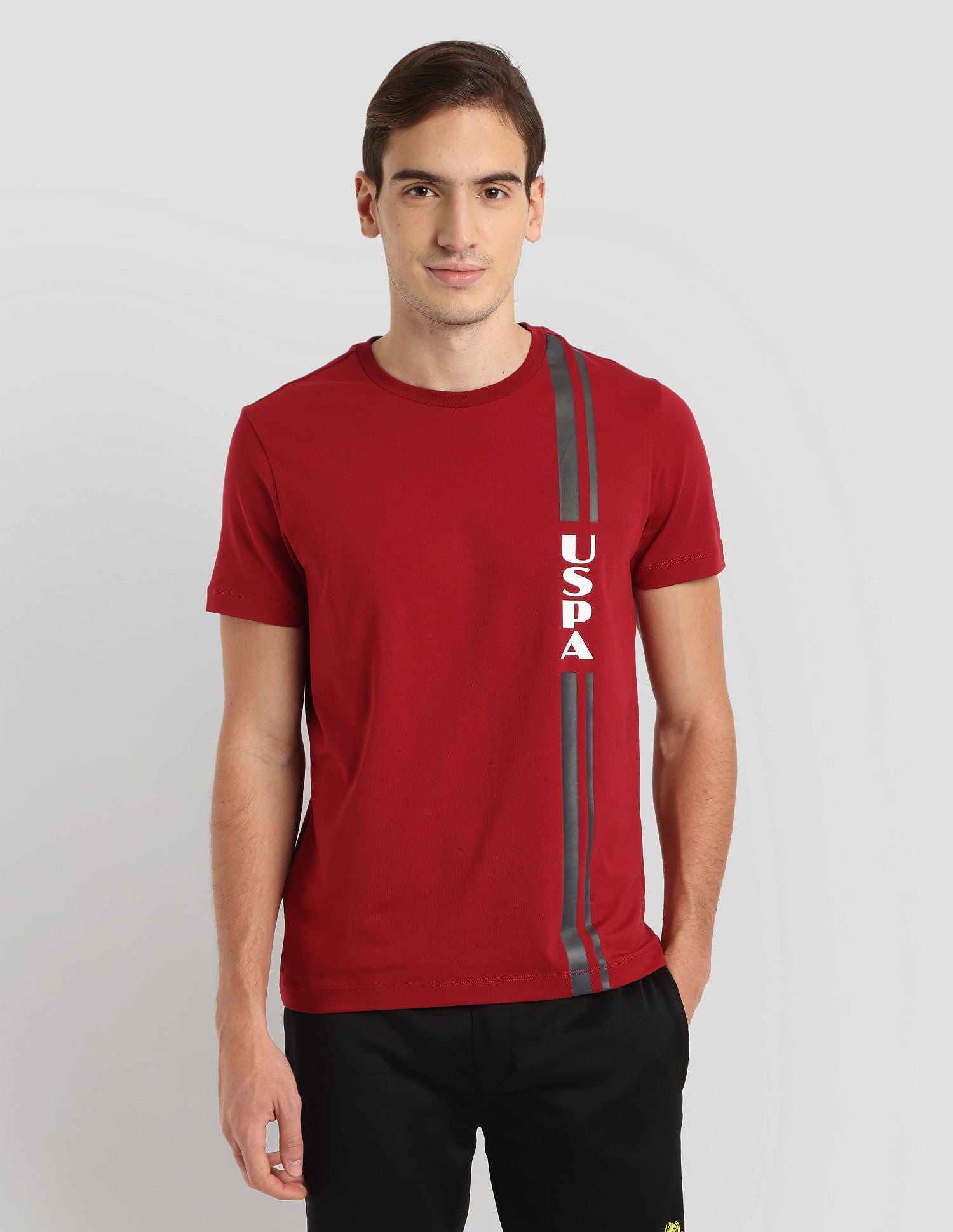 Brand Print Sport T-Shirt Dark Red - U.S. Polo Assn. India | Large