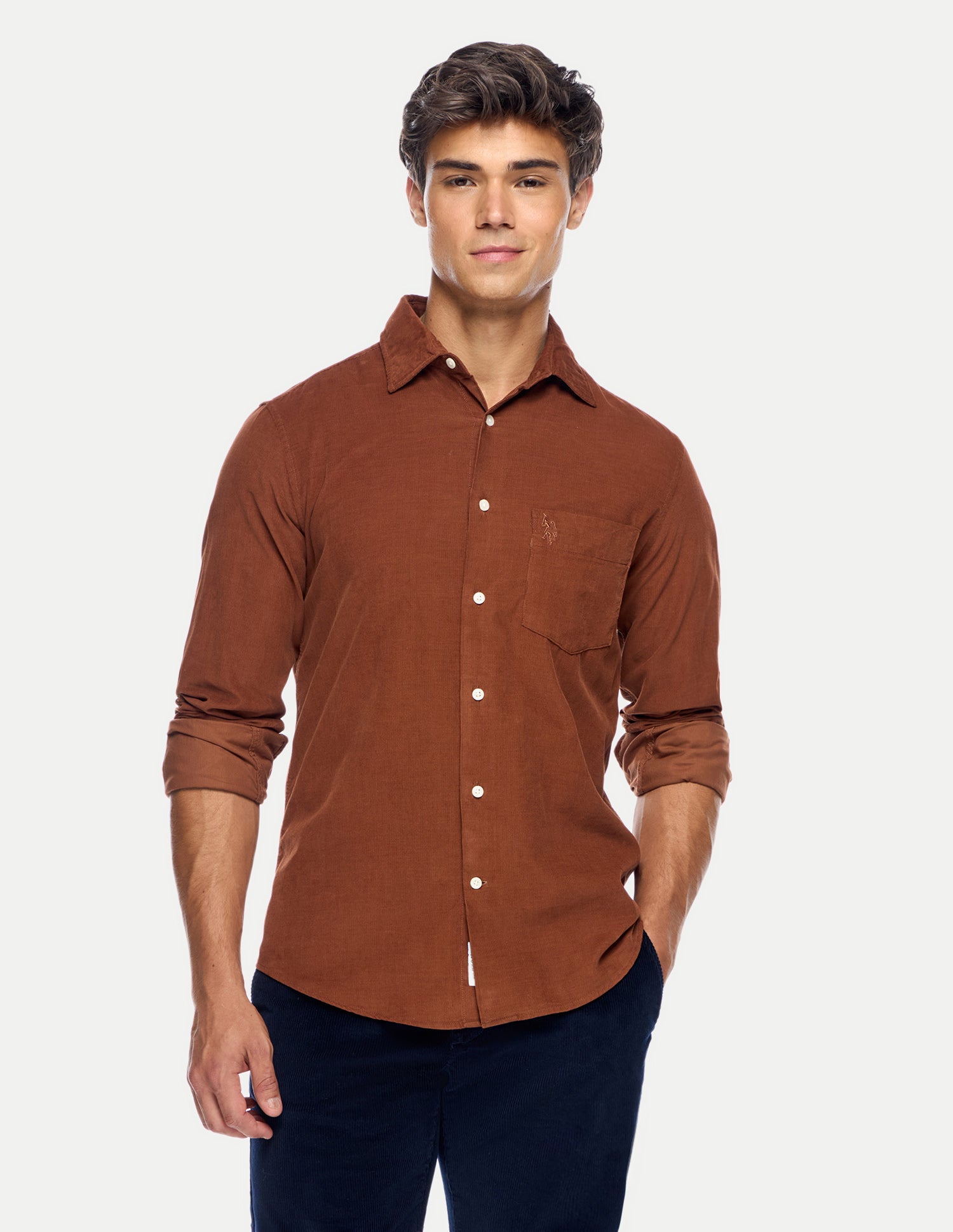 Tailored Fit Corduroy Shirt Rust - U.S. Polo Assn. India | Large