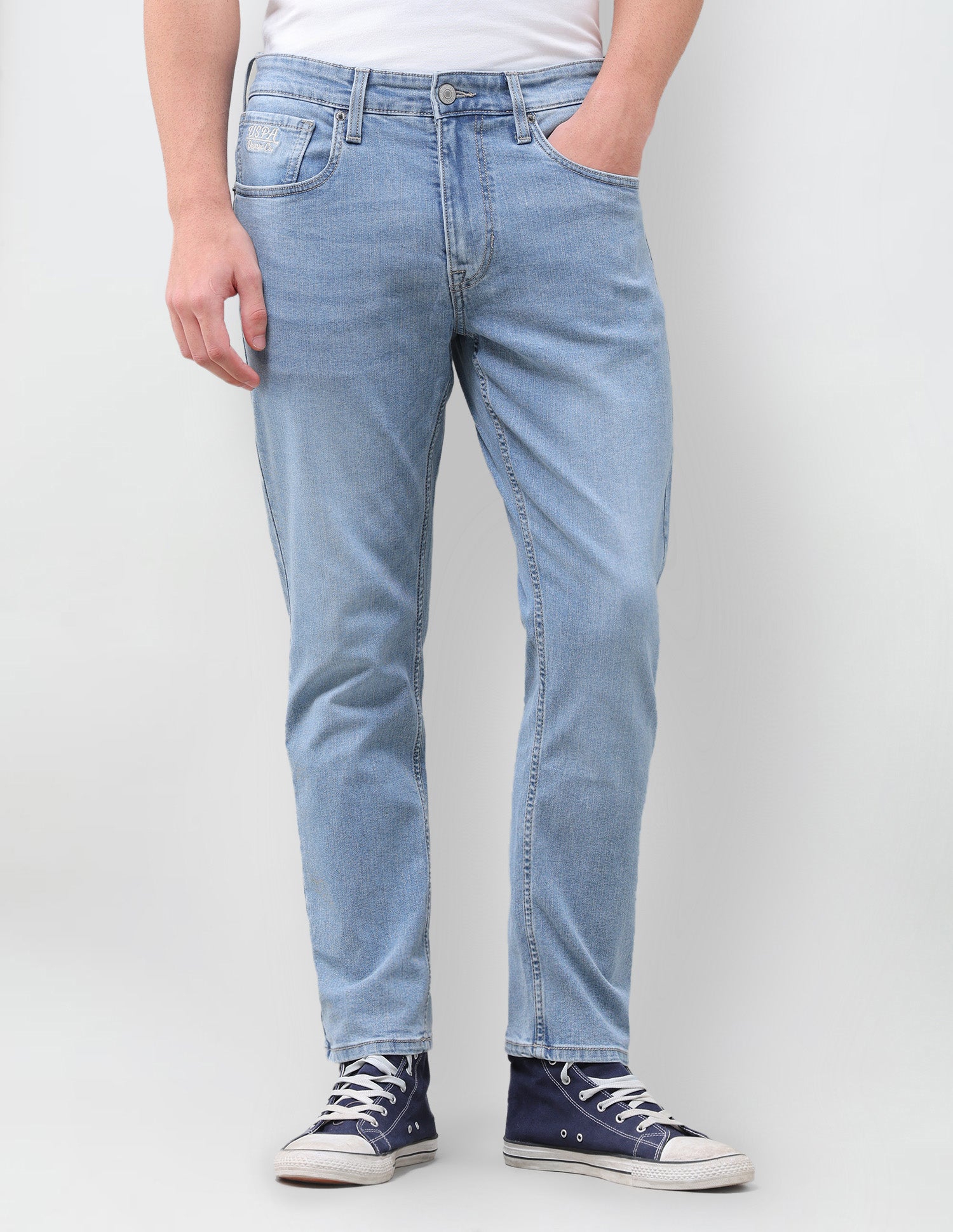 Cole Comfort Cropped Fit Blue Jeans Light Indigo - U.S. Polo Assn. India | Large