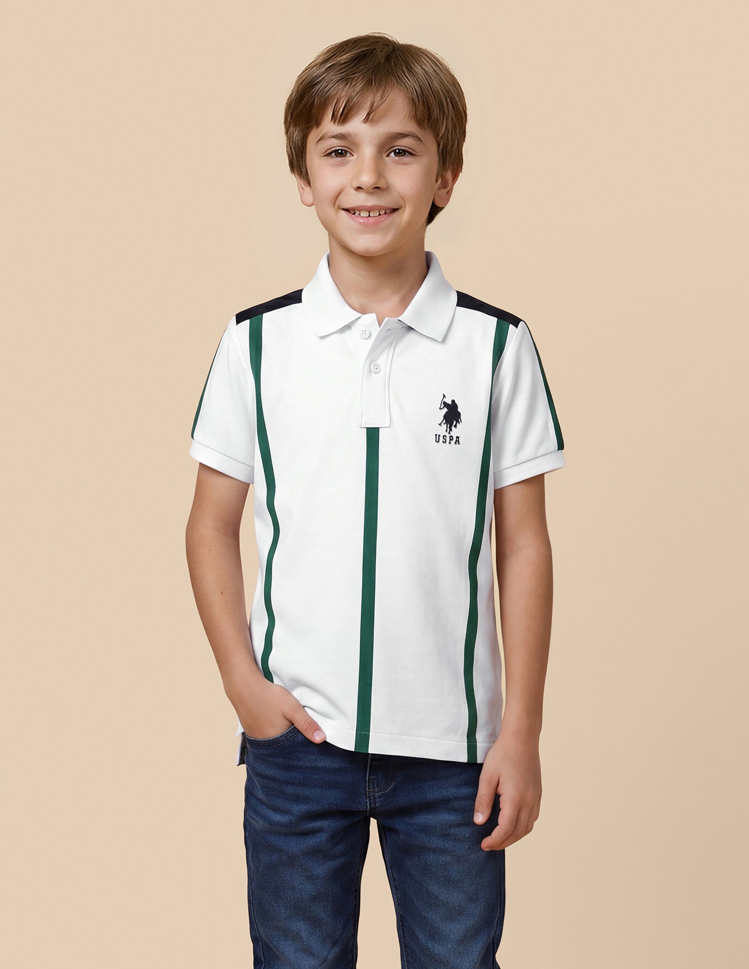 Vertical Striped Regular Fit Polo Shirt White - U.S. Polo Assn. India | Large