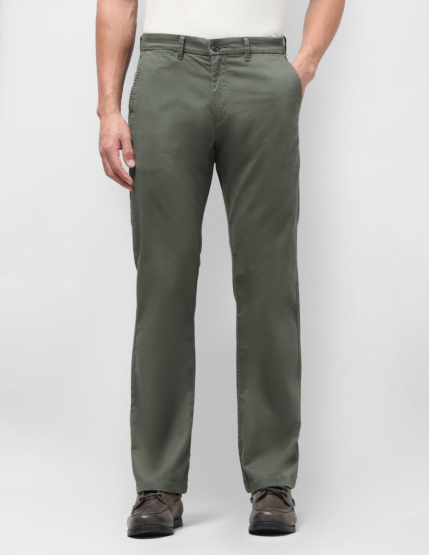 Satin Straight Fit Trousers Olive - U.S. Polo Assn. India | Large