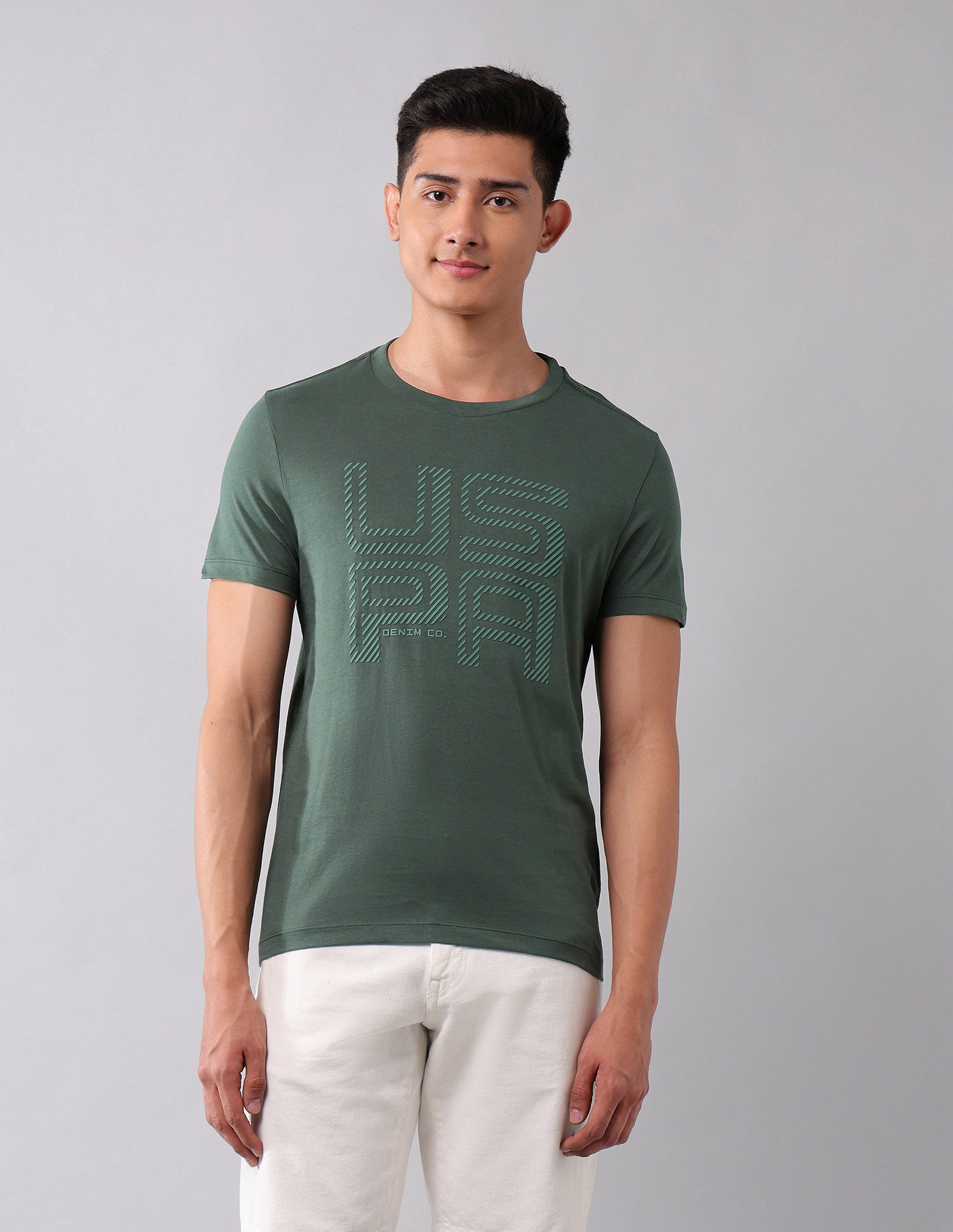 Muscle Fit Brand Printed T-Shirt Green - U.S. Polo Assn. India | Large