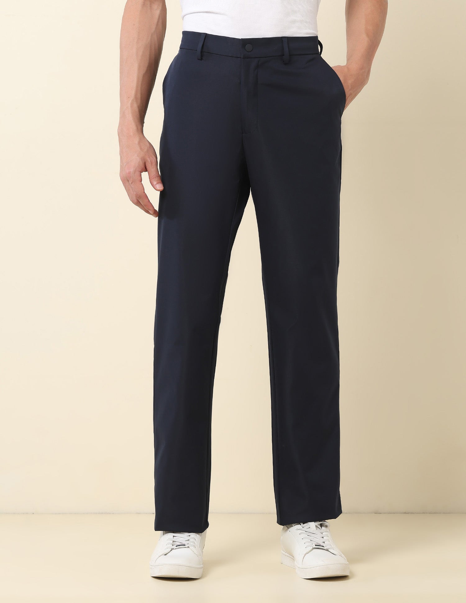 Riley Straight Fit Twill Trousers Navy - U.S. Polo Assn. India | Large